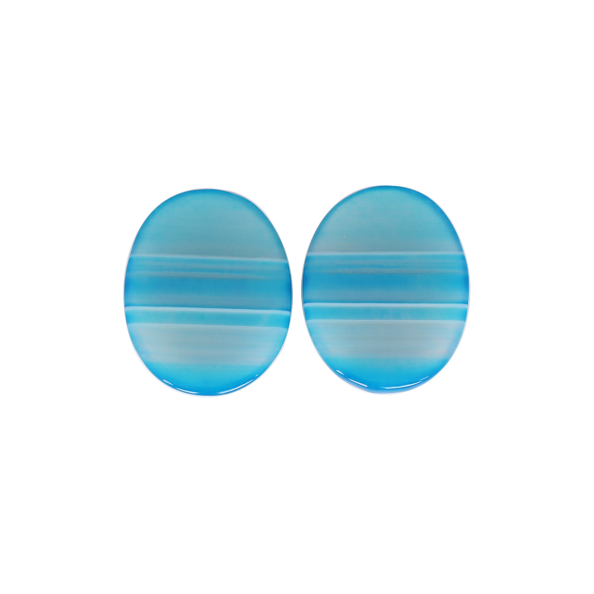 Loose Oval Gemstone Blue Agate 7235cts Pair Gemstone Lot For Jewelry Making Stone For Earrings