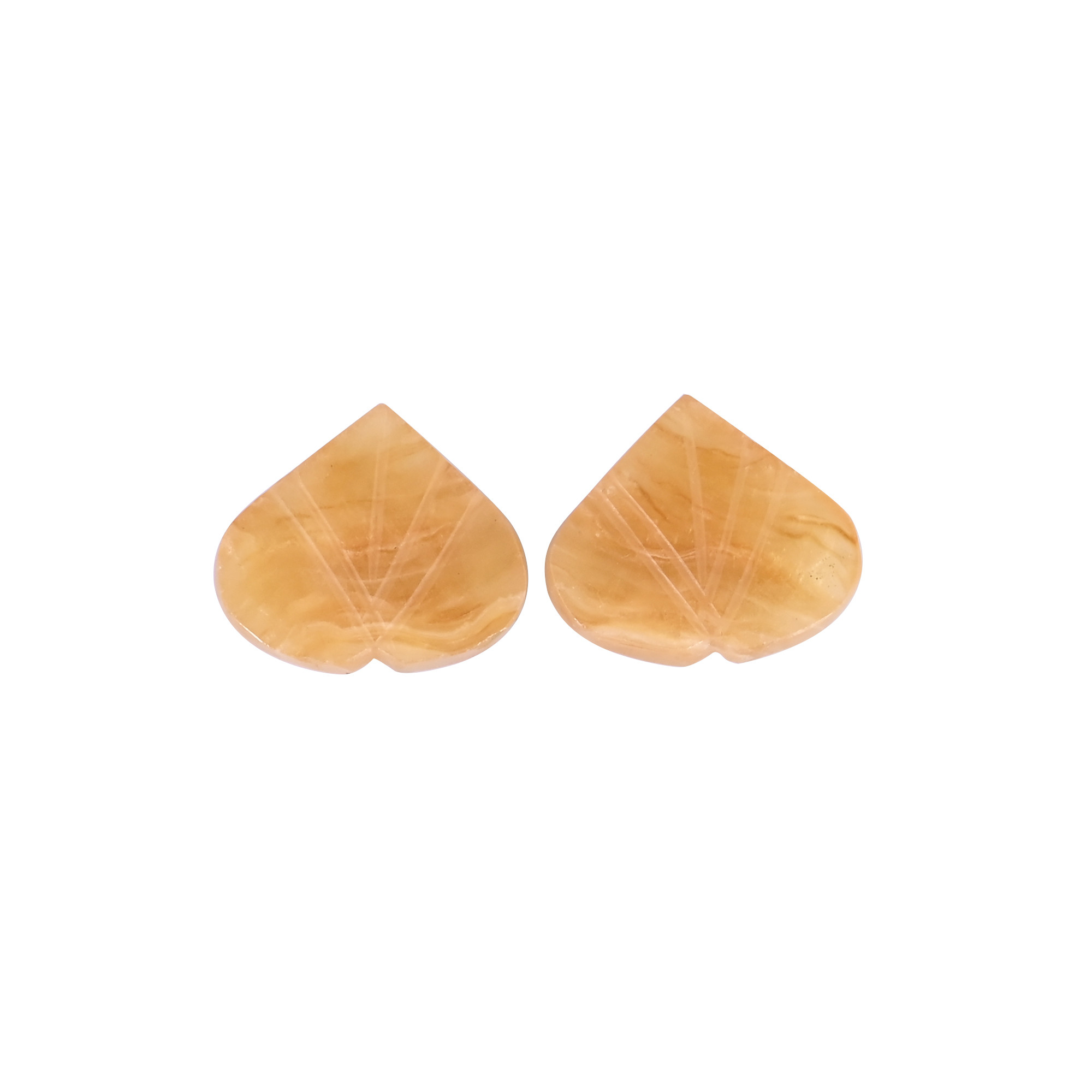 2 Pcs 71cts Yellow Fluorite Heart Shape Gemstone Lot Carving Loose Gemstone Gemstone For Jewelry Making Stone Ring