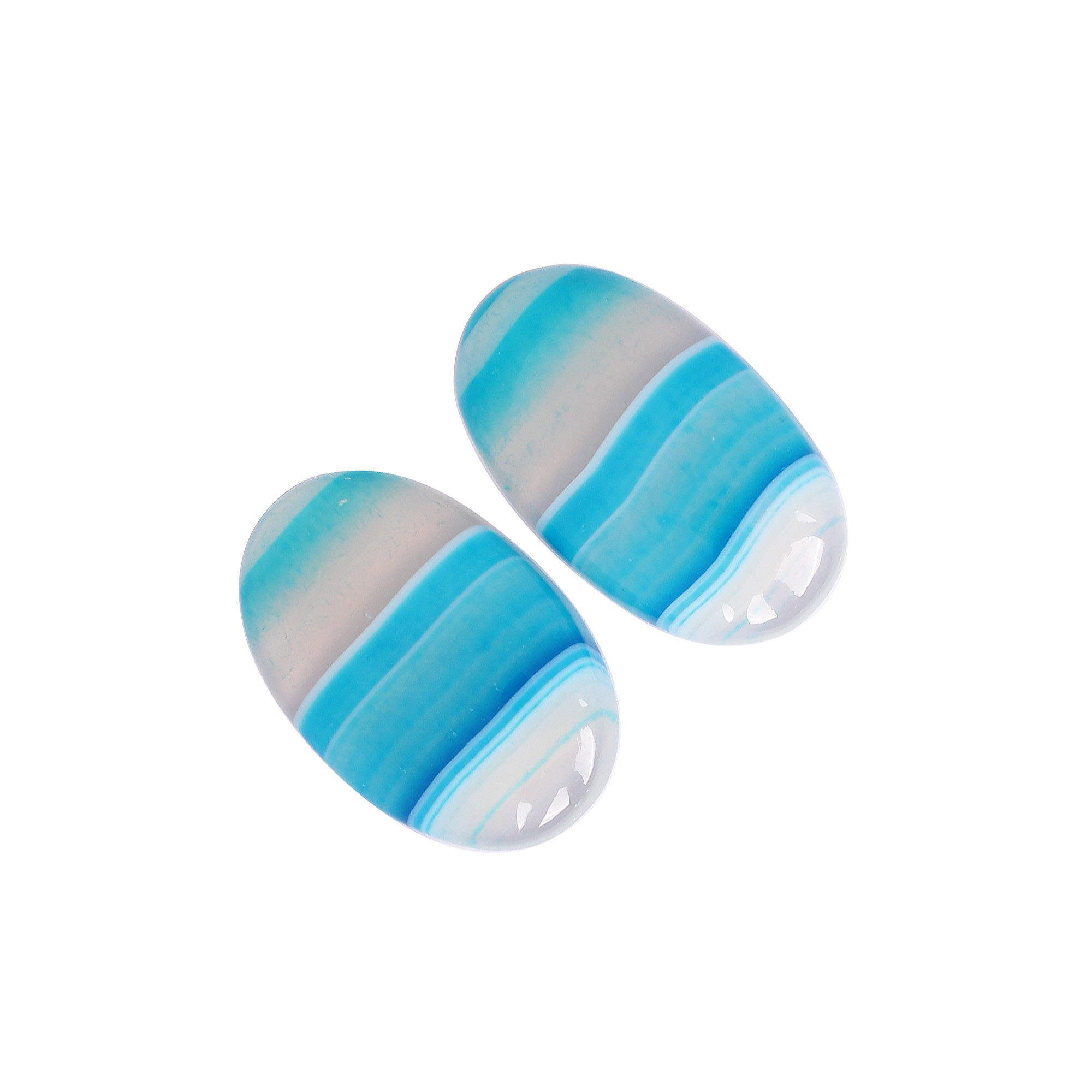 Loose Oval Gemstone Blue Agate 7260cts Pair Gemstone Lot For Jewelry Making Stone For Earrings