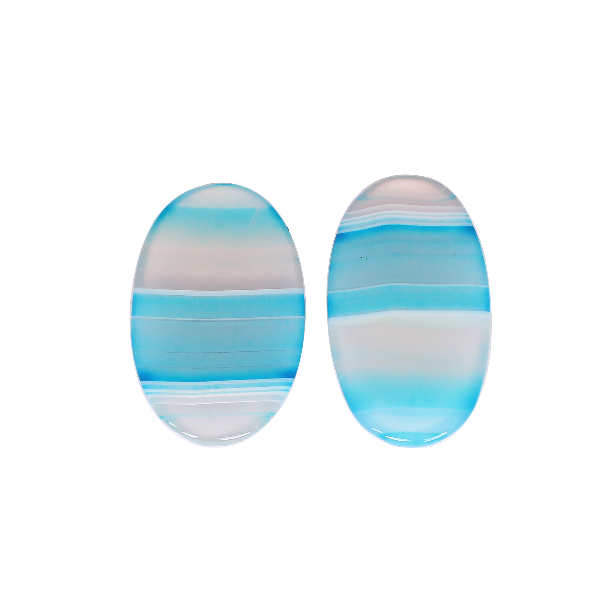 Loose Oval Gemstone Blue Agate 7260cts Pair Gemstone Lot For Jewelry Making Stone For Earrings