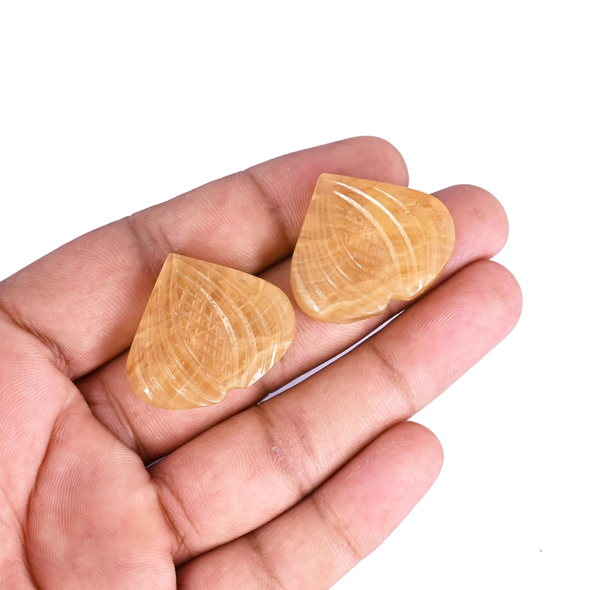 2 Pcs 71cts Yellow Fluorite Heart Shape Gemstone Lot Carving Loose Gemstone Gemstone For Jewelry Making Stone Ring