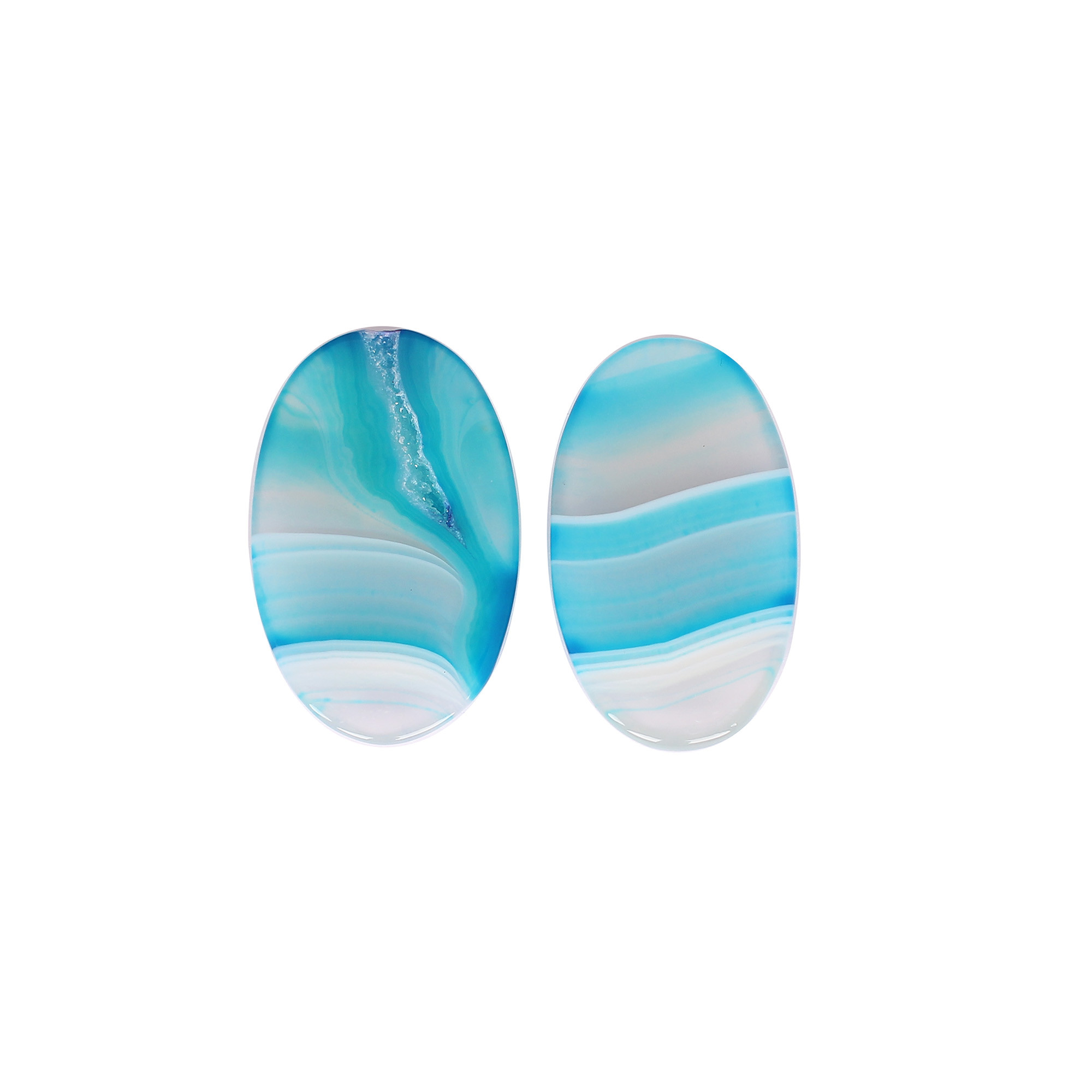 Loose Gemstone Blue Agate 7635cts Pair Gemstone Lot For Jewelry Making Stone For Earrings
