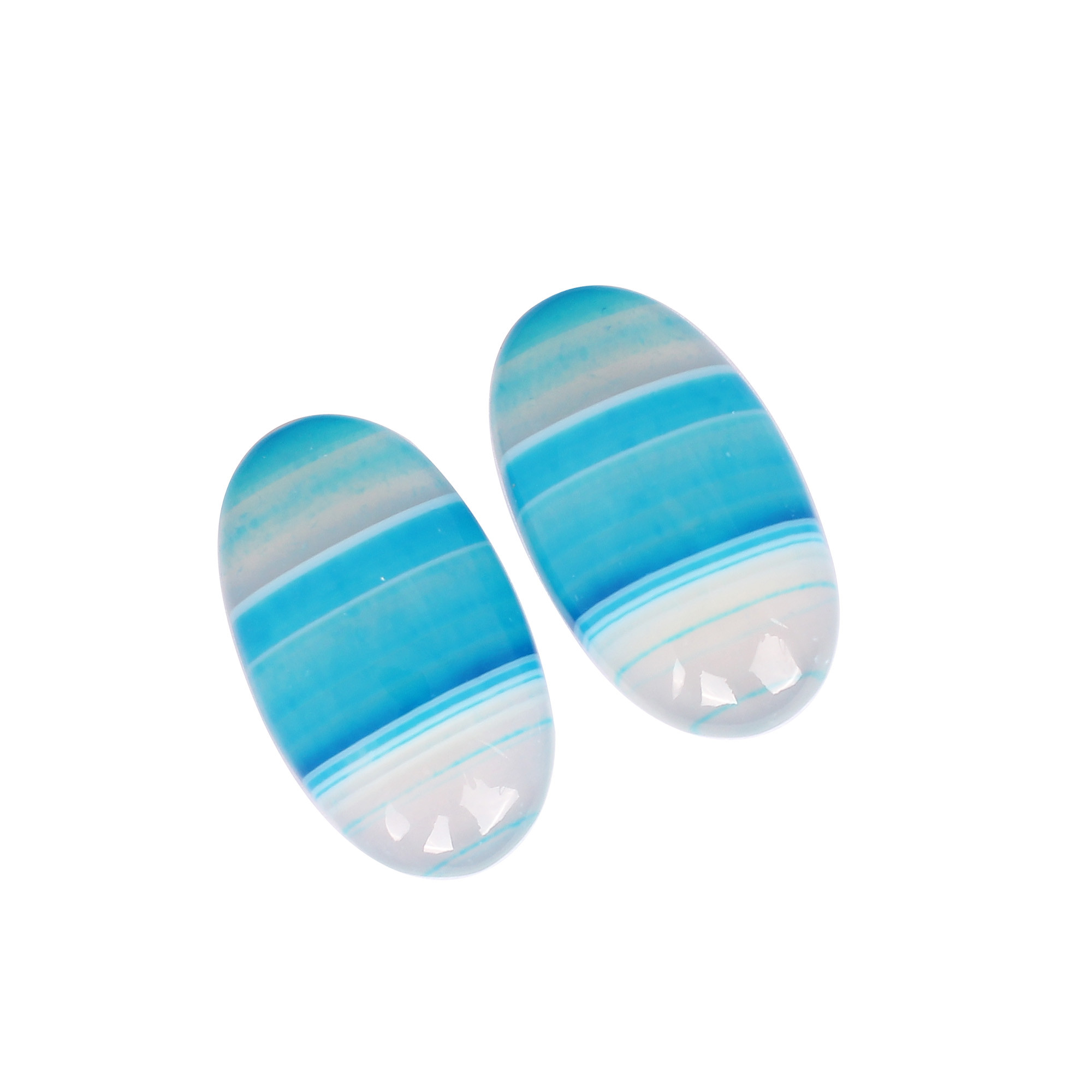 Loose Oval Gemstone Blue Agate 5315cts Pair Gemstone Lot For Jewelry Making Stone For Earrings
