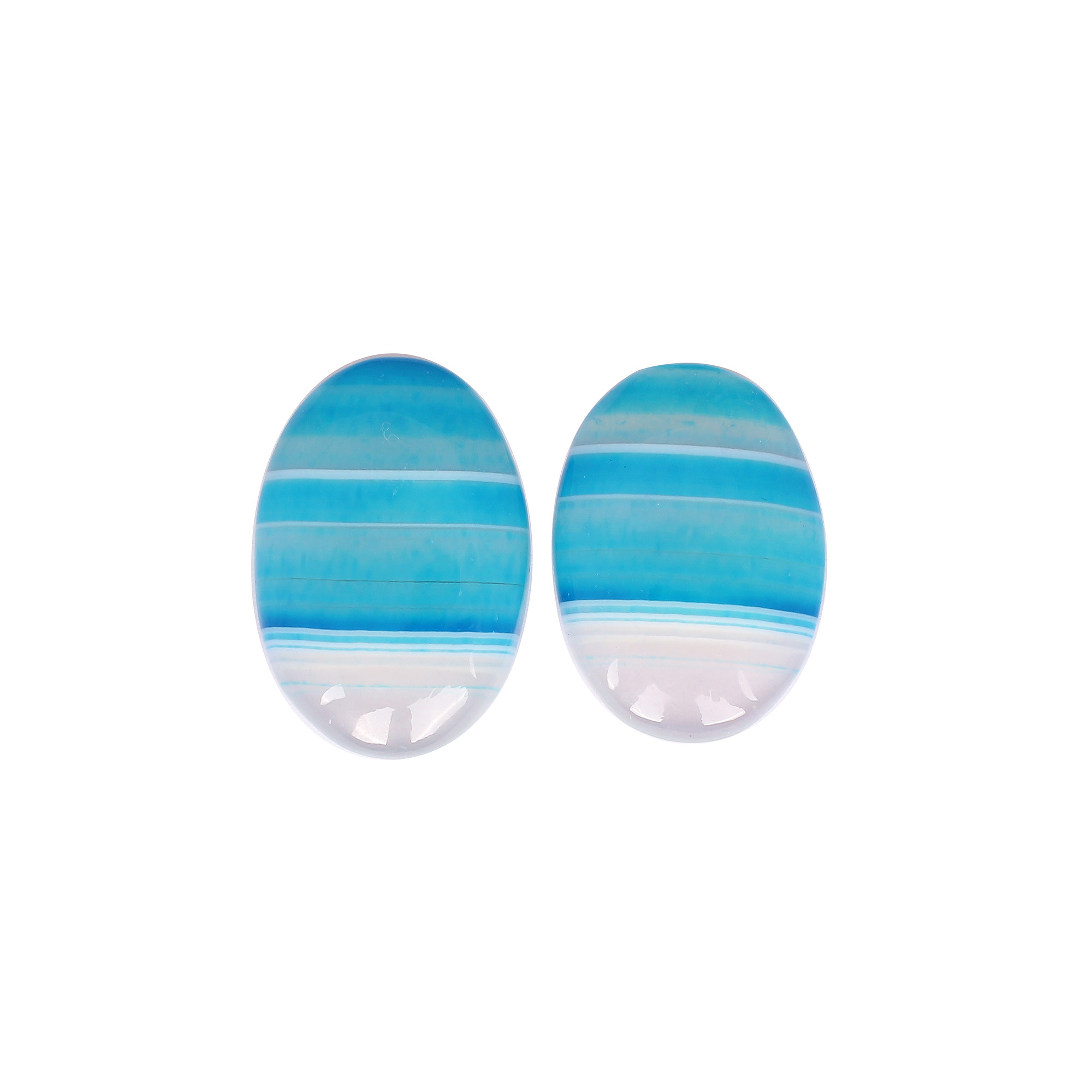 Loose Oval Gemstone Blue Agate 4970cts Pair Gemstone Lot For Jewelry Making Stone For Earrings