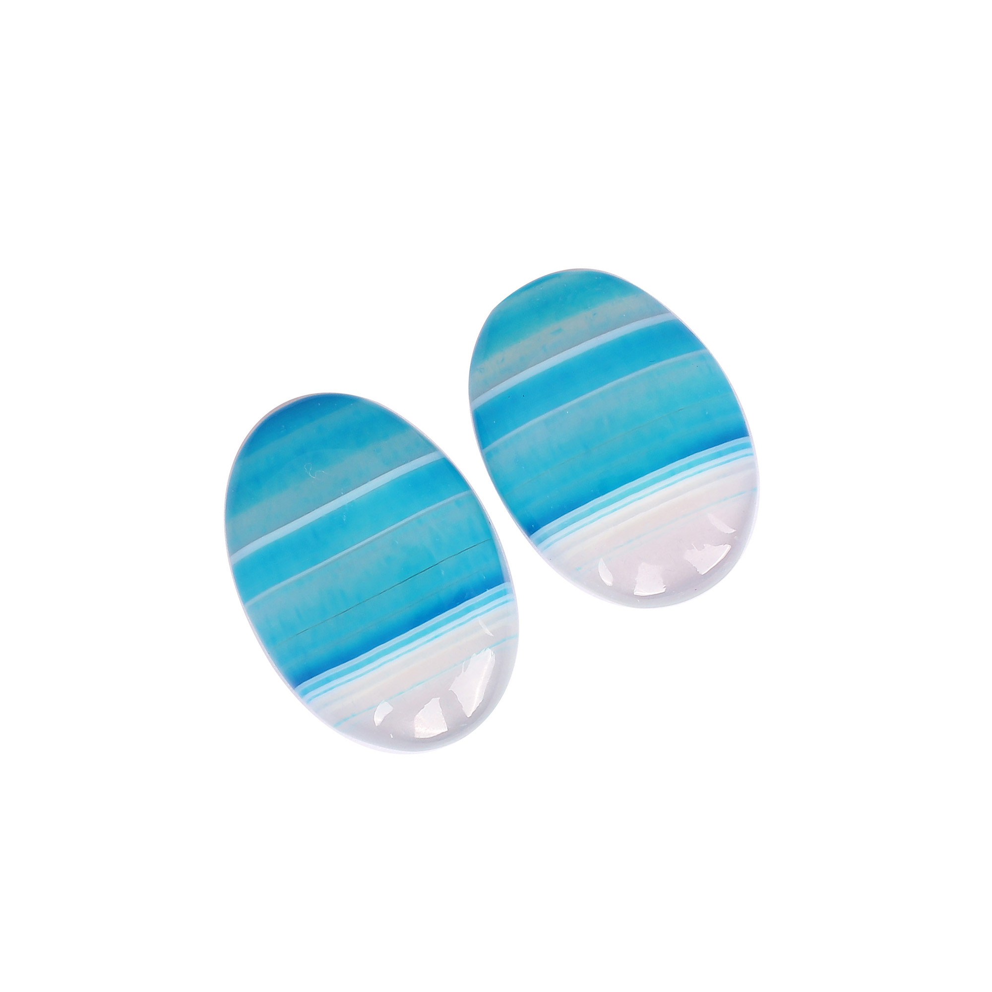 Loose Oval Gemstone Blue Agate 4970cts Pair Gemstone Lot For Jewelry Making Stone For Earrings