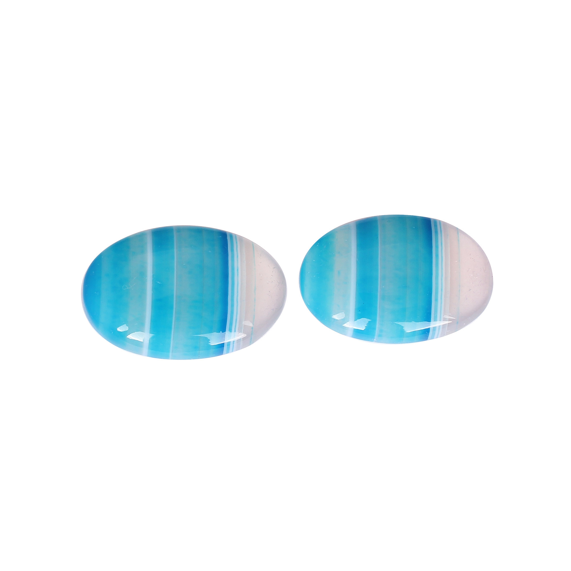 Loose Oval Gemstone Blue Agate 4970cts Pair Gemstone Lot For Jewelry Making Stone For Earrings