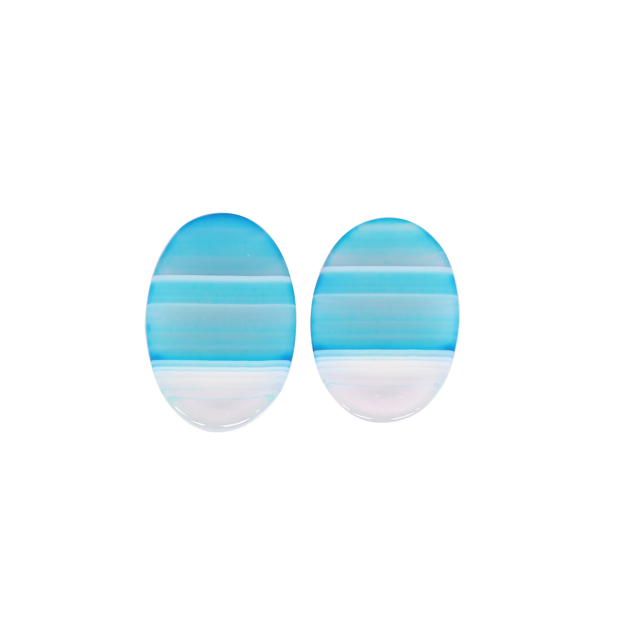 Loose Oval Gemstone Blue Agate 4970cts Pair Gemstone Lot For Jewelry Making Stone For Earrings