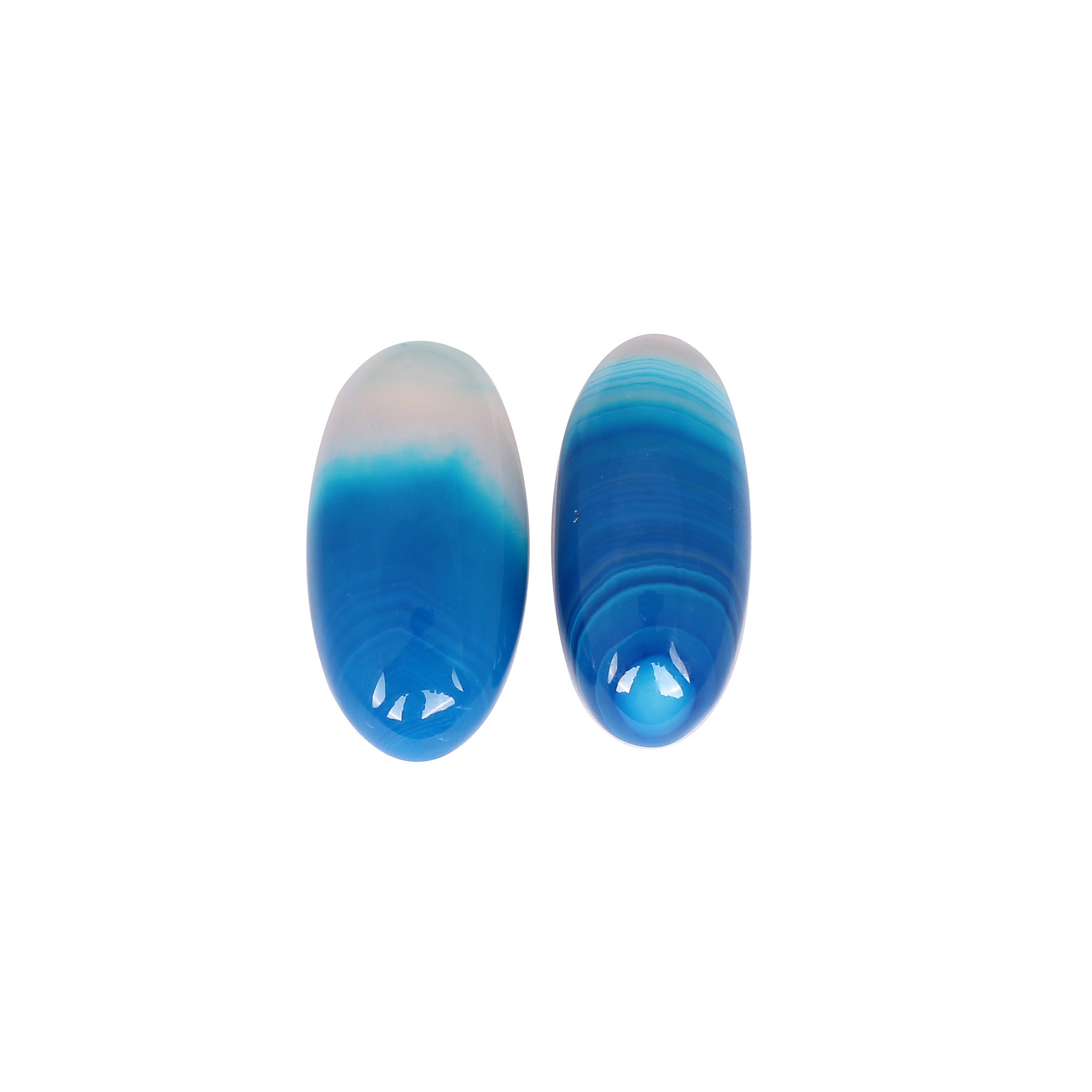 Loose Long Oval Gemstone Blue Agate 4610cts Pair Gemstone Lot For Jewelry Making Stone For Earrings