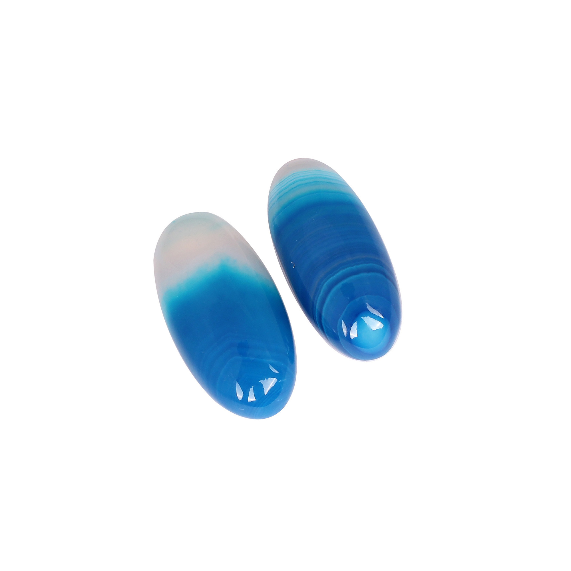 Loose Long Oval Gemstone Blue Agate 4610cts Pair Gemstone Lot For Jewelry Making Stone For Earrings