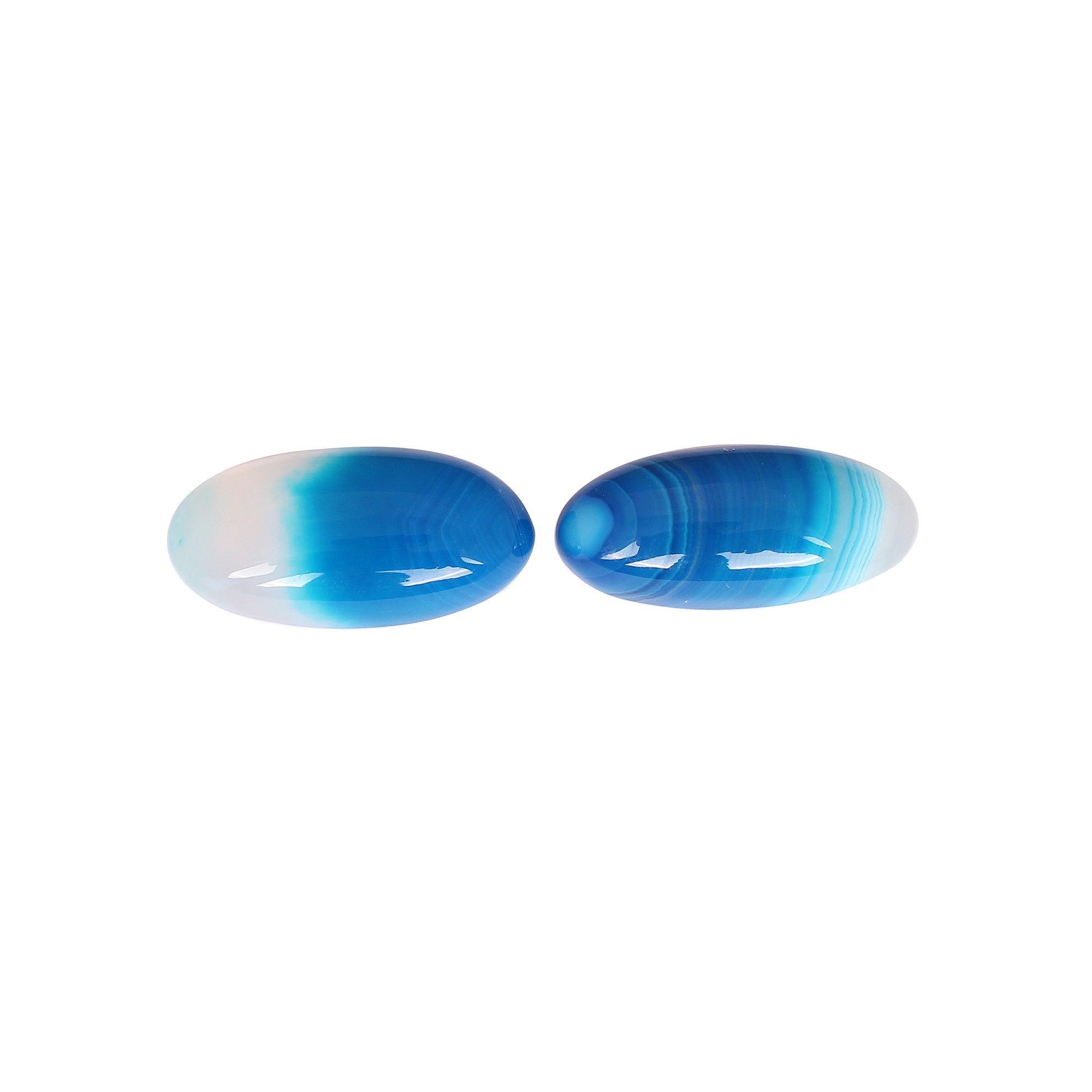 Loose Long Oval Gemstone Blue Agate 4610cts Pair Gemstone Lot For Jewelry Making Stone For Earrings