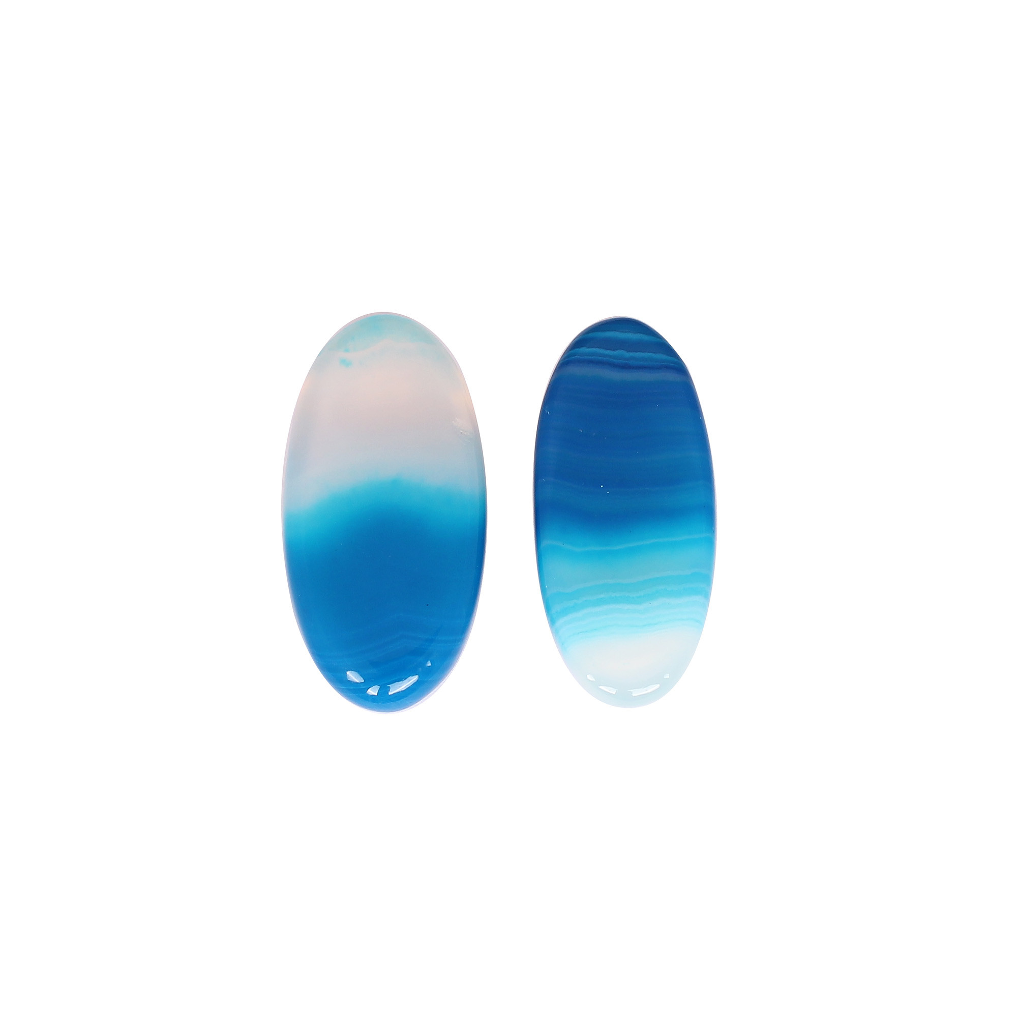 Loose Long Oval Gemstone Blue Agate 4610cts Pair Gemstone Lot For Jewelry Making Stone For Earrings