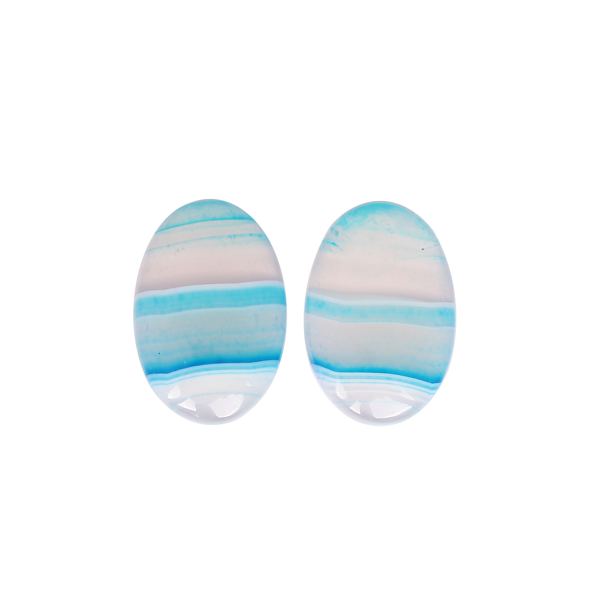 Loose Oval Gemstone Blue Agate 5285cts Pair Gemstone Lot For Jewelry Making Stone For Earrings