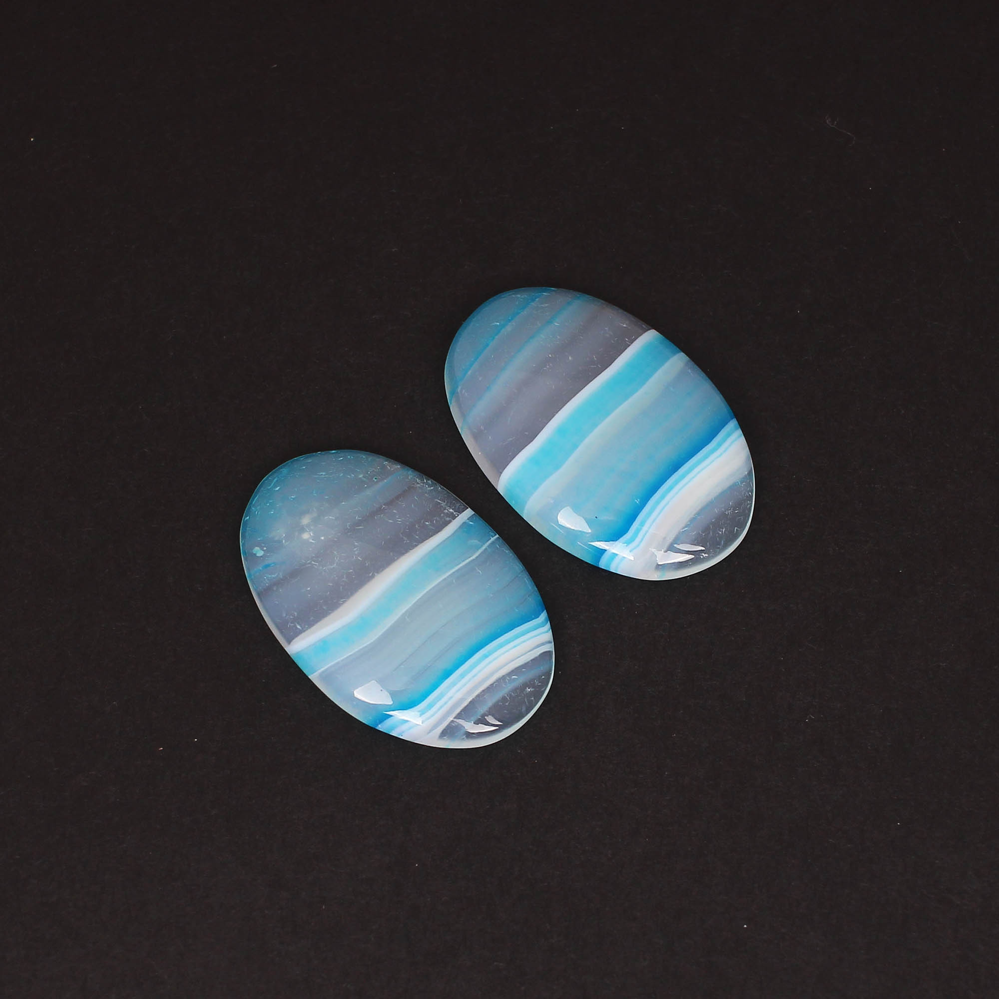 Loose Oval Gemstone Blue Agate 5285cts Pair Gemstone Lot For Jewelry Making Stone For Earrings
