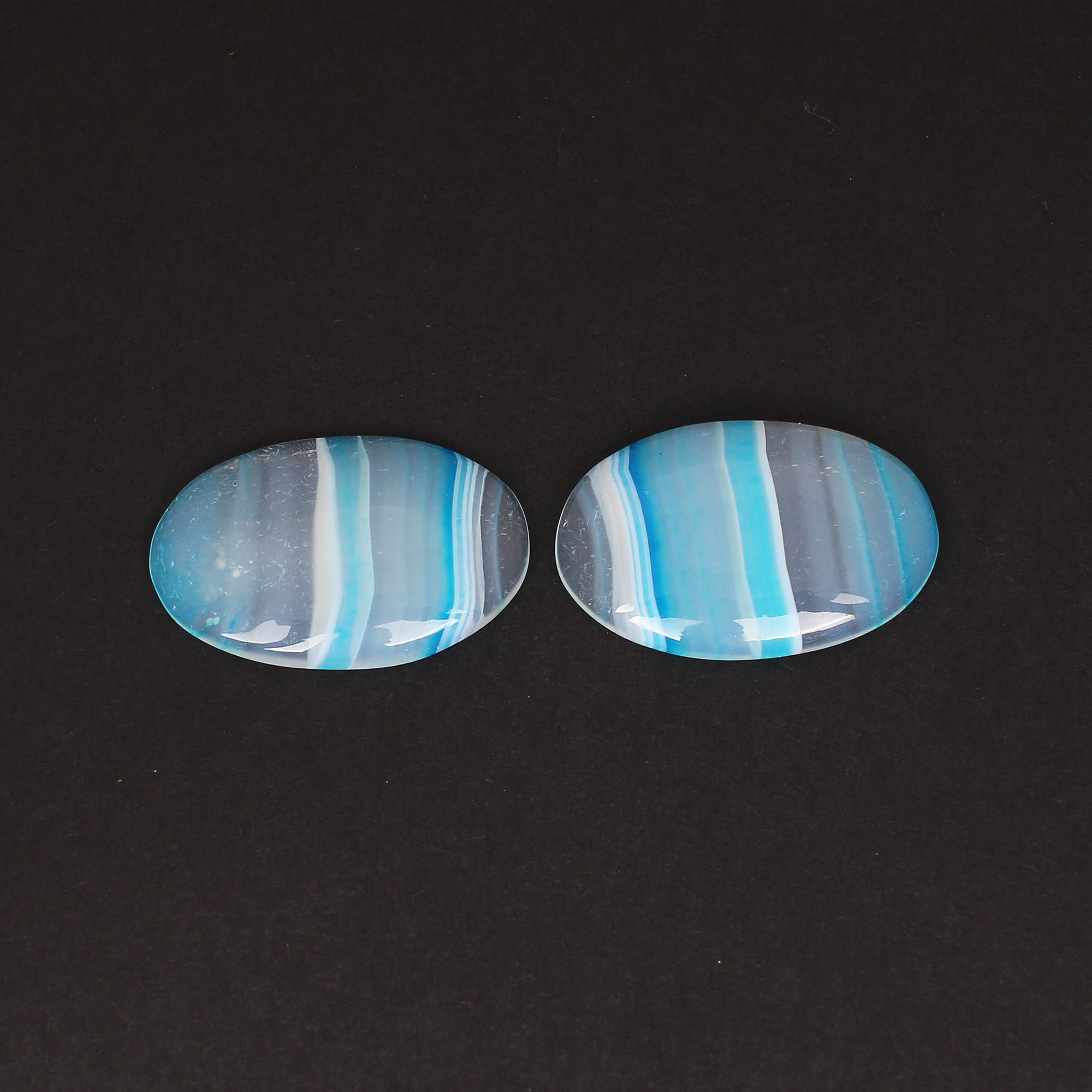 Loose Oval Gemstone Blue Agate 5285cts Pair Gemstone Lot For Jewelry Making Stone For Earrings