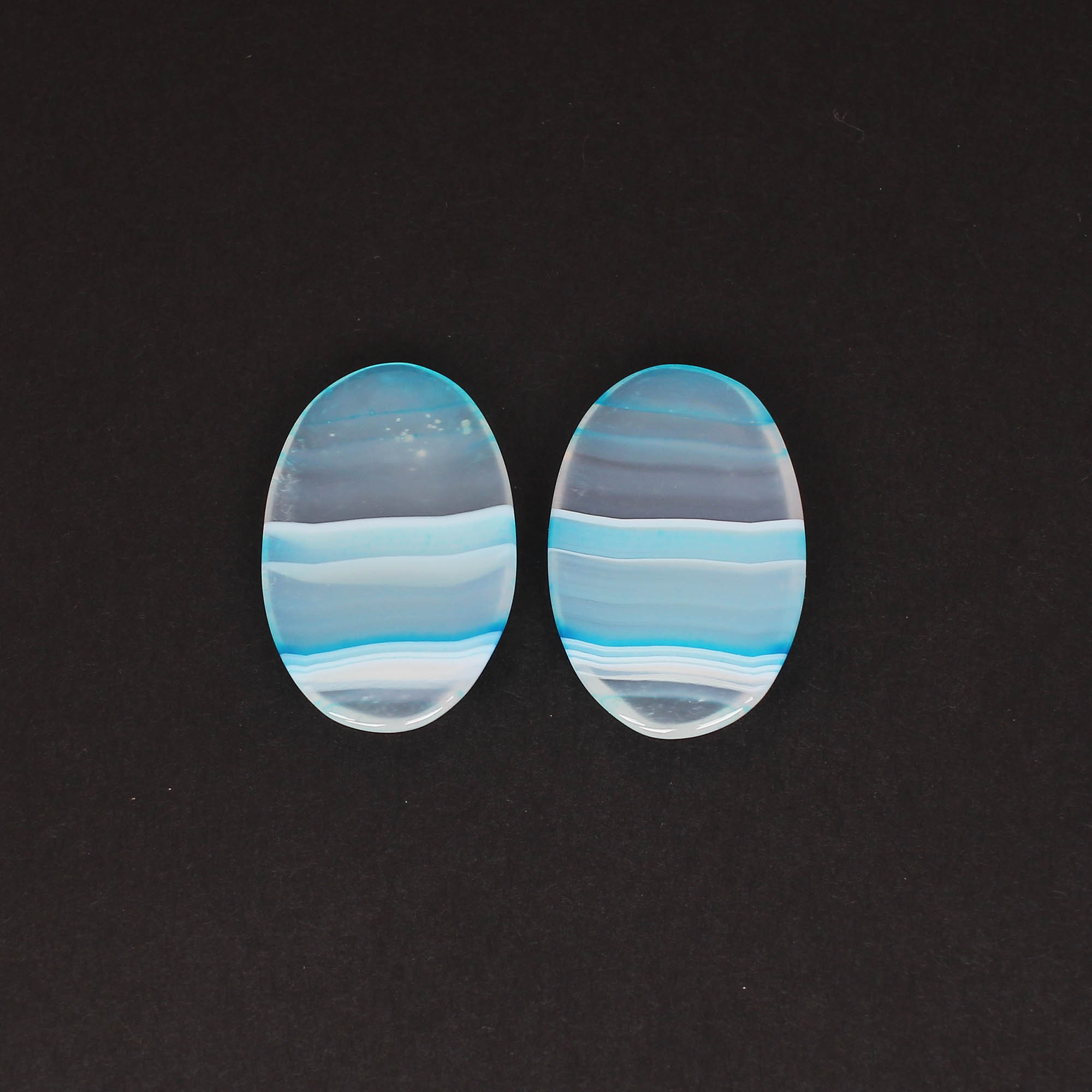 Loose Oval Gemstone Blue Agate 5285cts Pair Gemstone Lot For Jewelry Making Stone For Earrings
