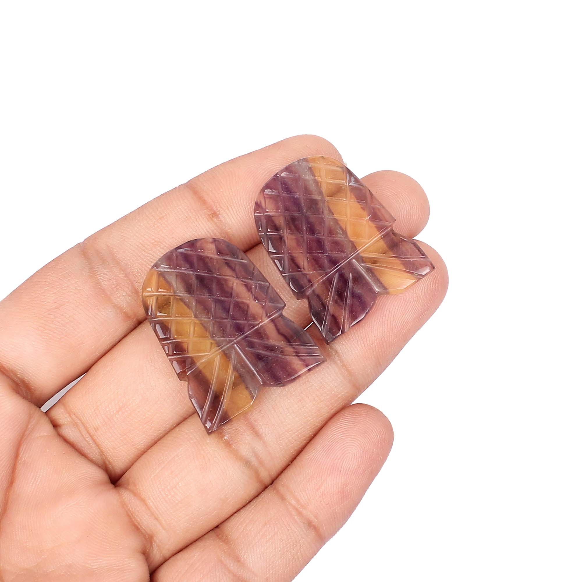 2 Pcs 75cts Multi Fluorite Gemstone Lot Carving Loose Gemstone Gemstone For Jewelry Making Stone Ring Earring