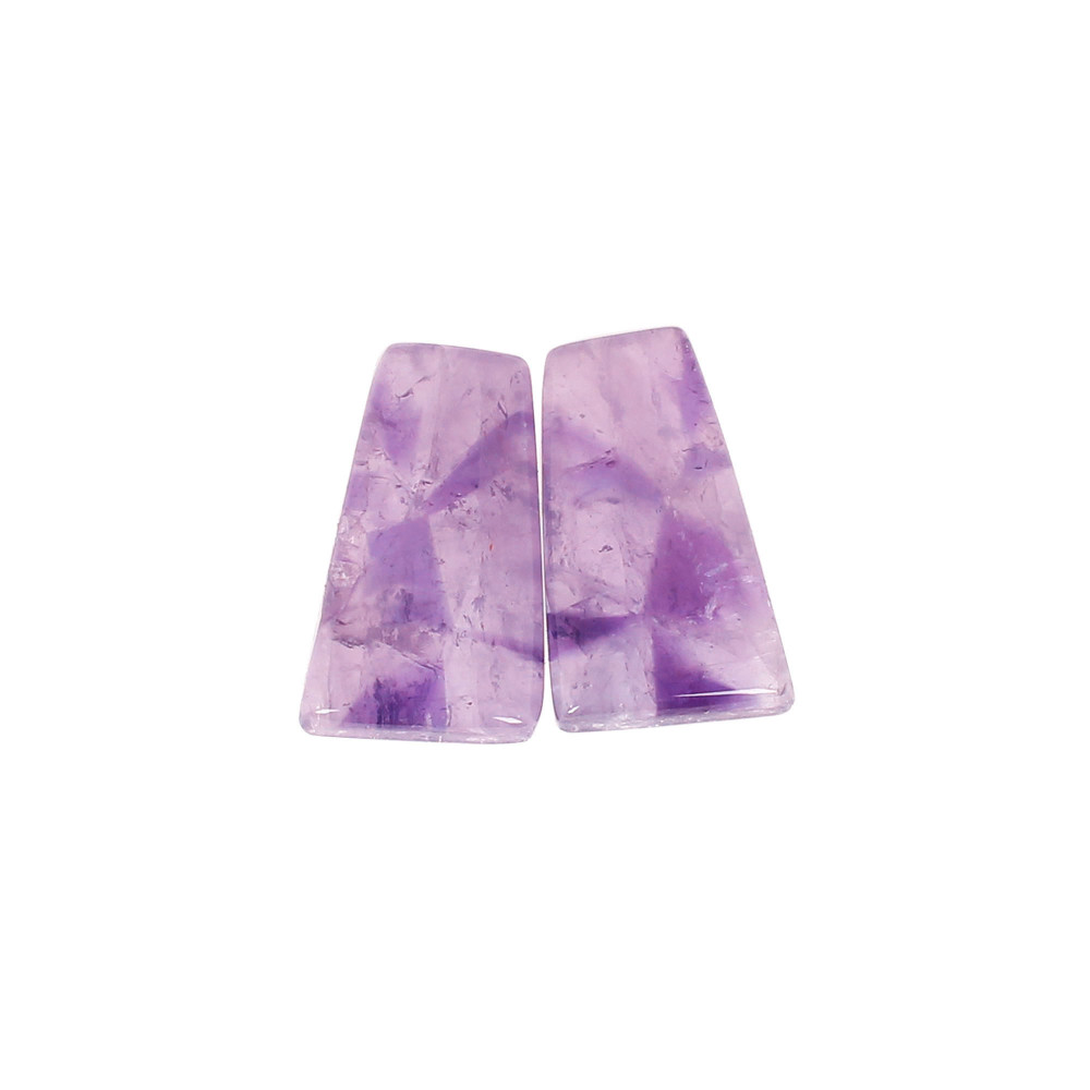 Image of Star Amethyst Loose Gemstone Coffin Shape 14.20 cts Pair Gemstone Lot For Jewelry Making Stone For Earrings