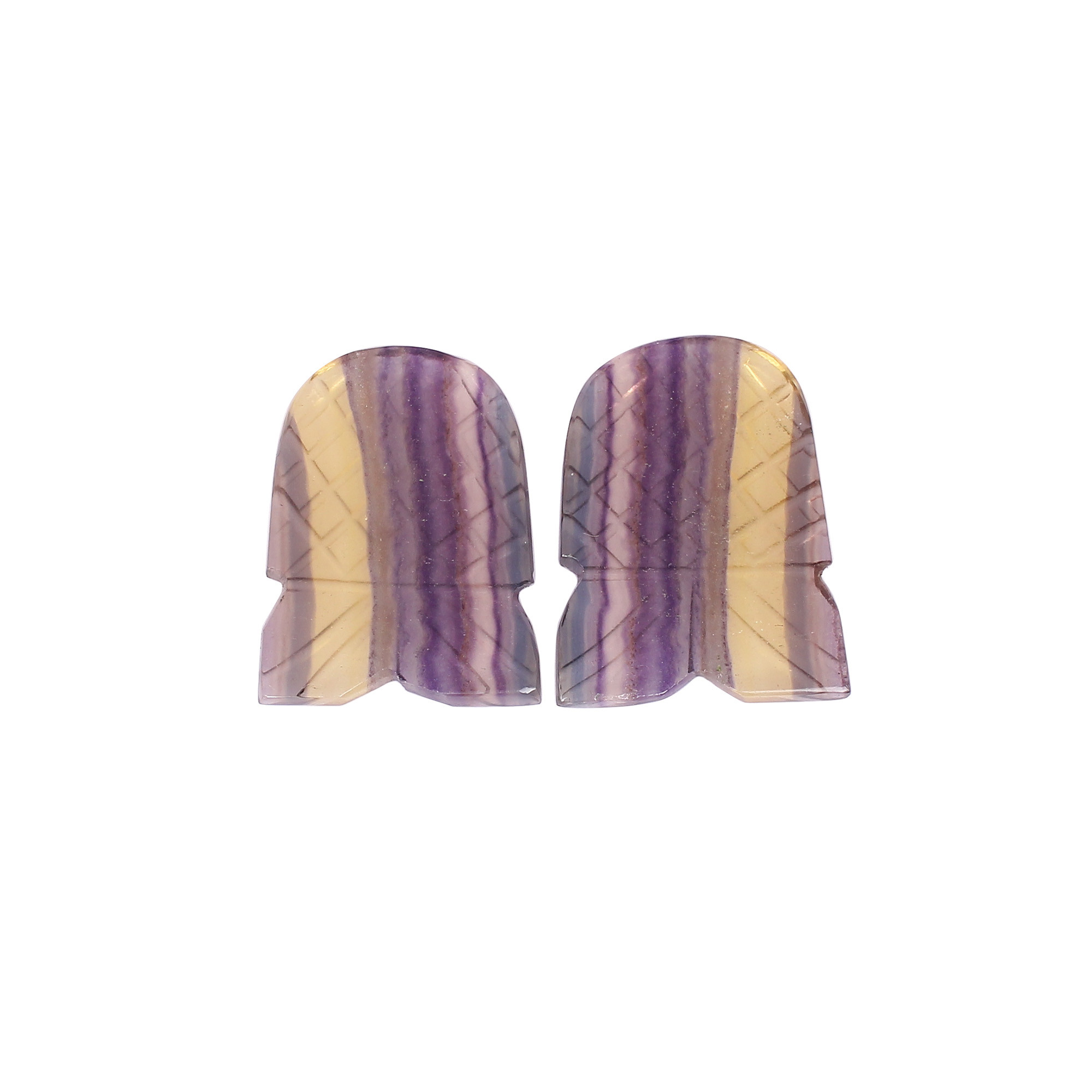 2 Pcs 75cts Multi Fluorite Gemstone Lot Carving Loose Gemstone Gemstone For Jewelry Making Stone Ring Earring