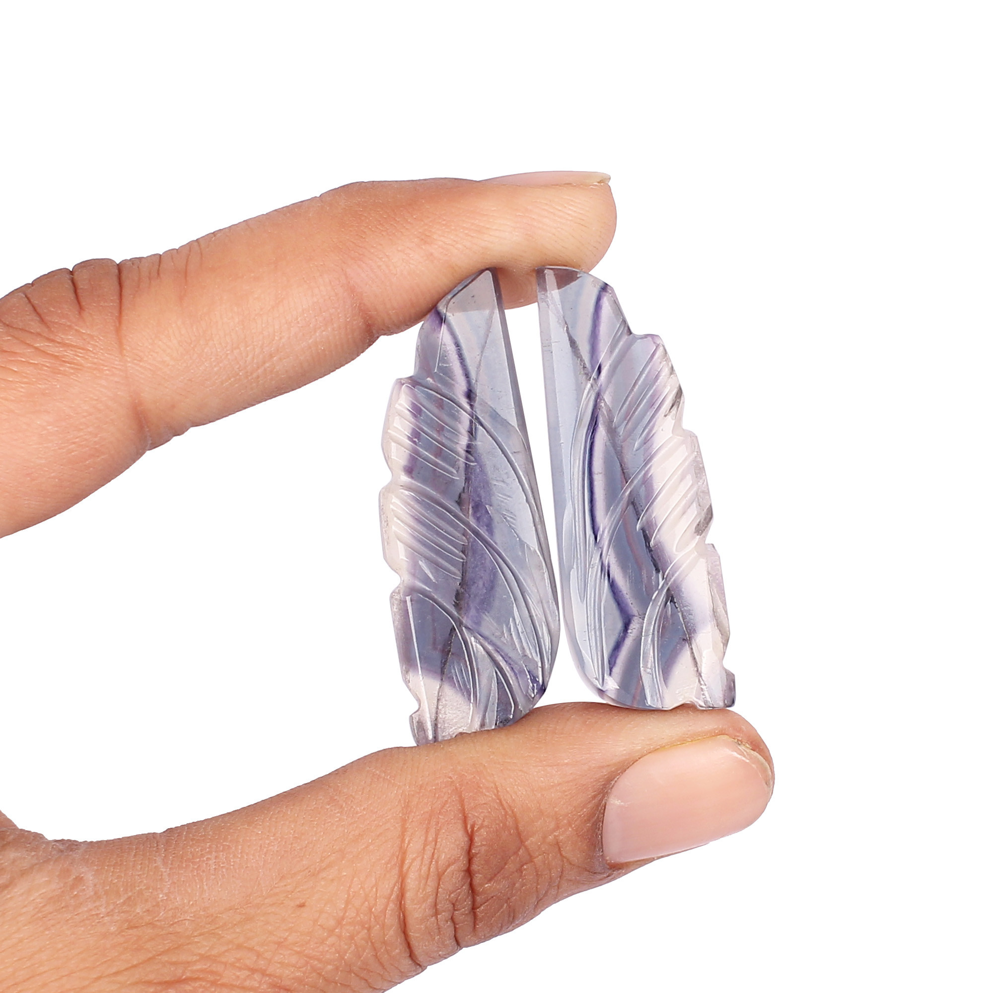 Loose Gemstone Multi Fluorite 2 Pcs 73cts Gemstone Lot Carving Gemstone For Jewelry Making Handmade Stone Ring Earring