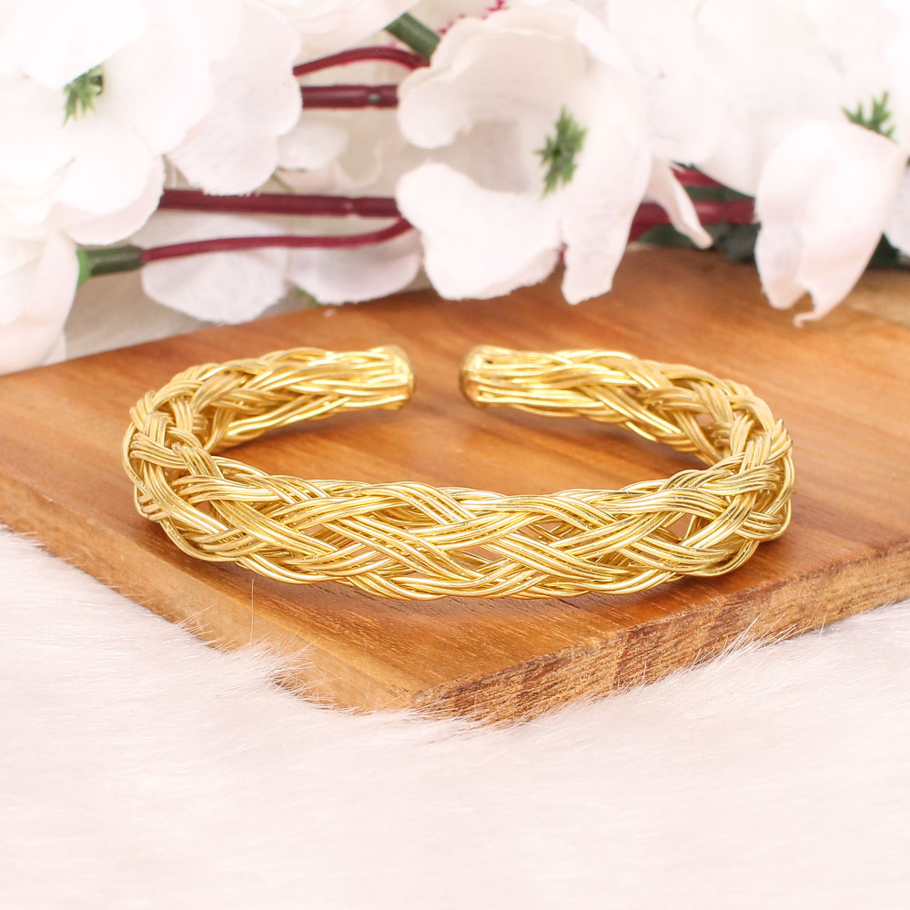 Image of Wire Mesh Open Bracelet | Gold Plated Brass Jewelry