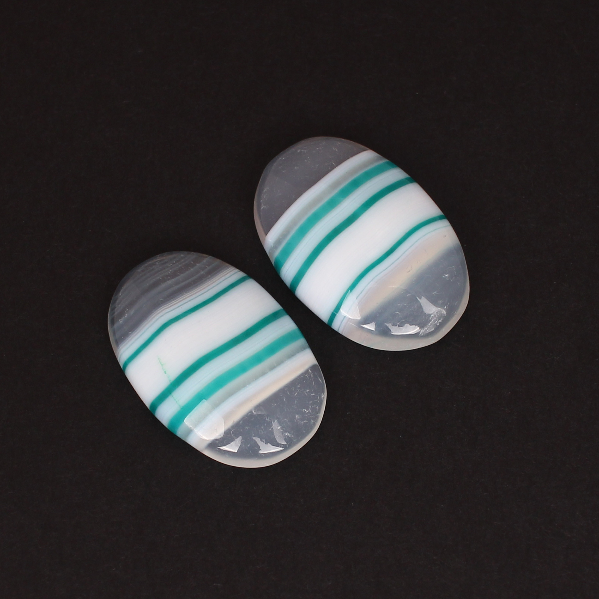 Loose Oval Cabochon Gemstone Blue Agate 5870cts Pair Gemstone Lot For Jewelry Making Stone For Earrings