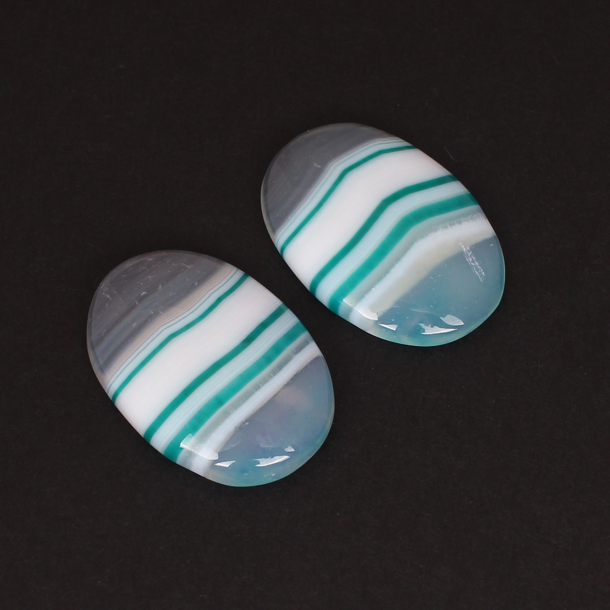 Gemstone Lot For Jewelry Making Stone For Earrings Loose Oval Gemstone Blue Agate 7010cts Pair Stone