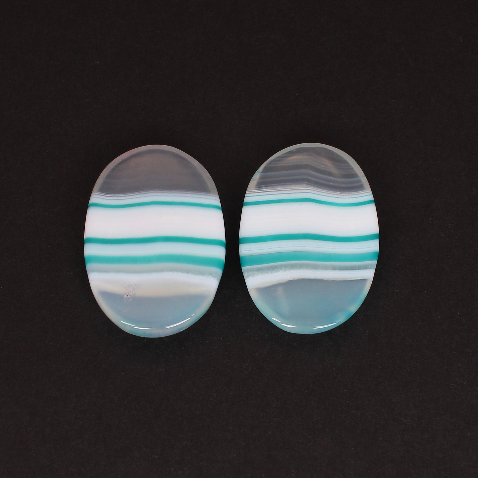 Gemstone Lot For Jewelry Making Stone For Earrings Loose Oval Gemstone Blue Agate 7010cts Pair Stone