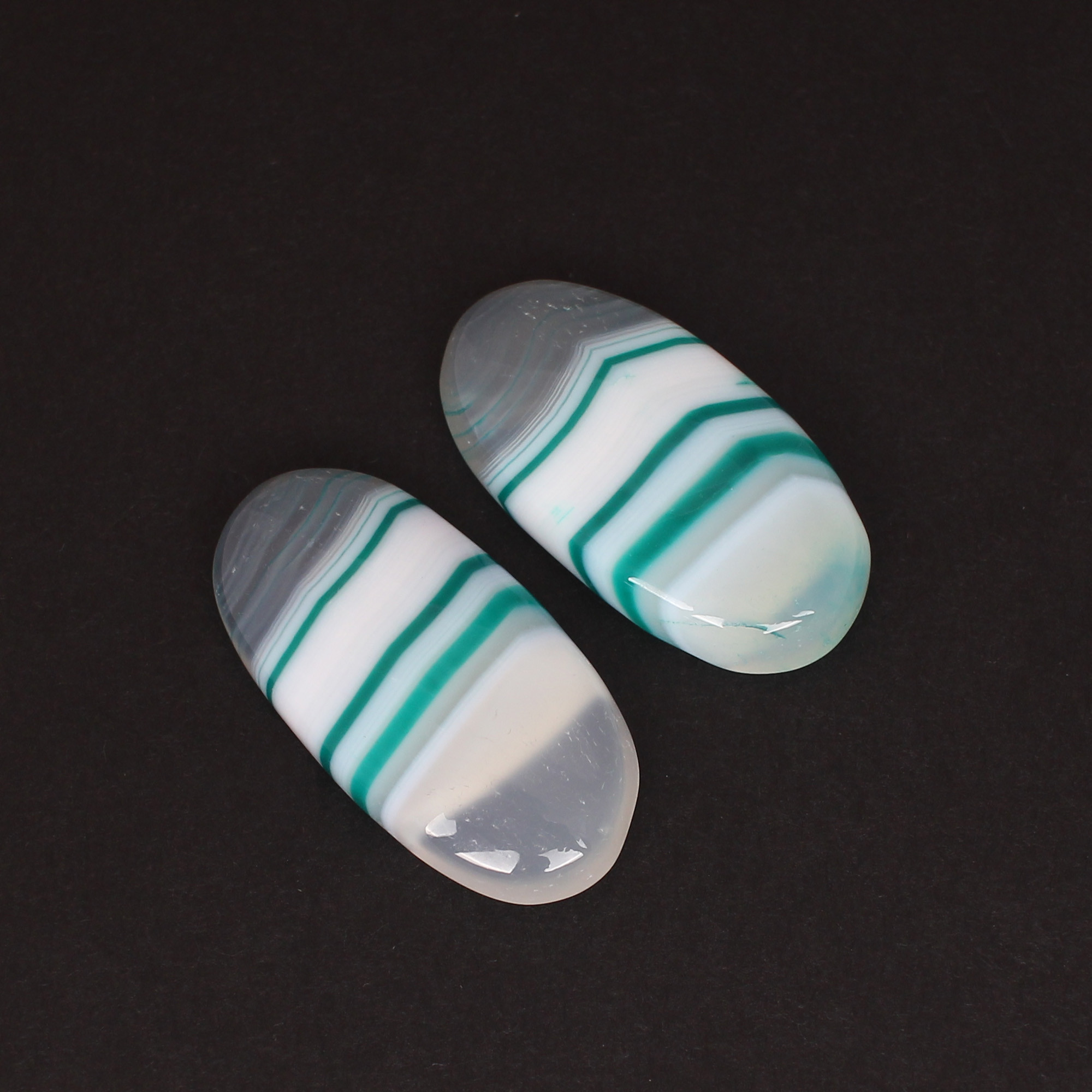 Loose Gemstone Blue Agate 7755cts Pair Gemstone Lot For Jewelry Making Stone For Earrings Long Oval Stone