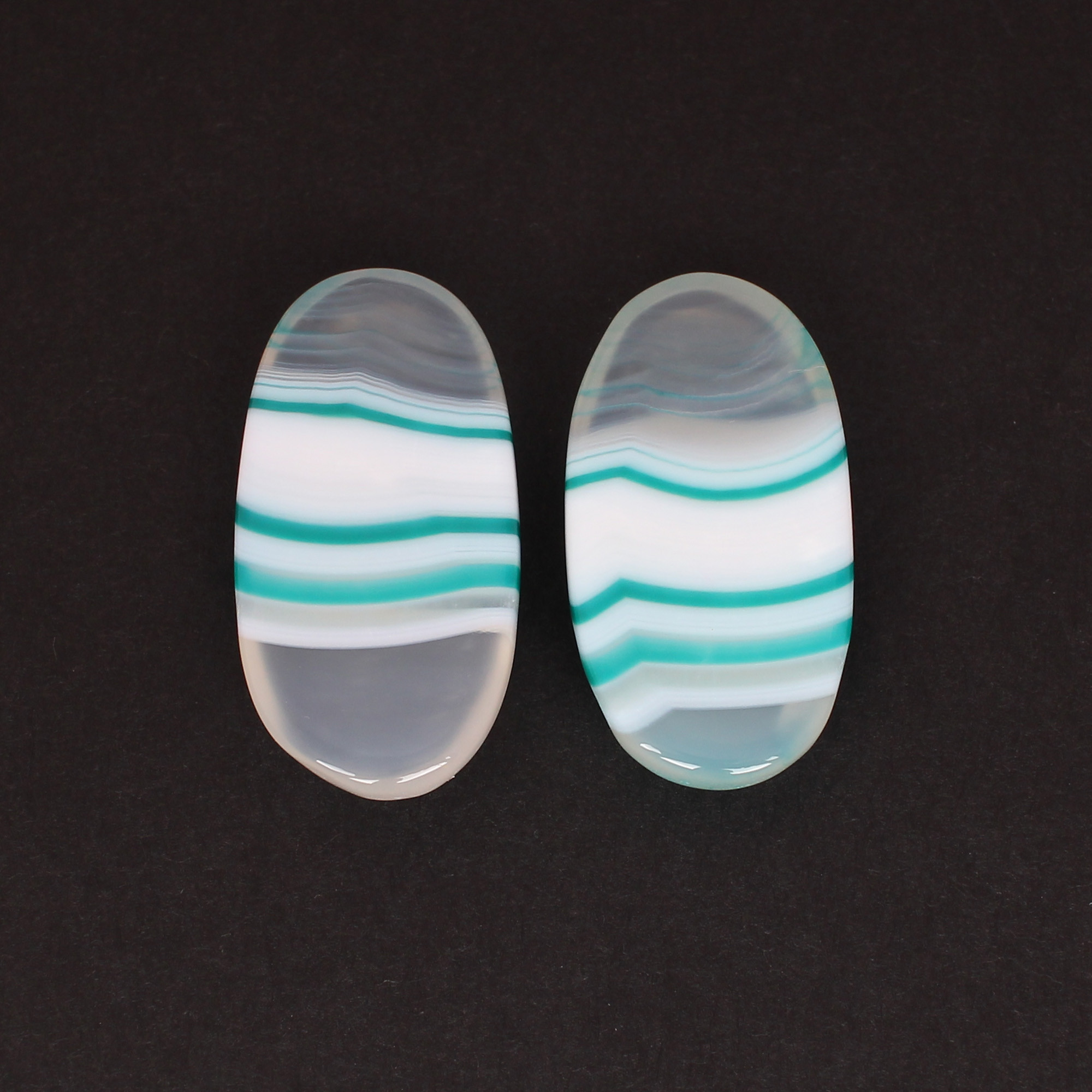 Loose Gemstone Blue Agate 7755cts Pair Gemstone Lot For Jewelry Making Stone For Earrings Long Oval Stone