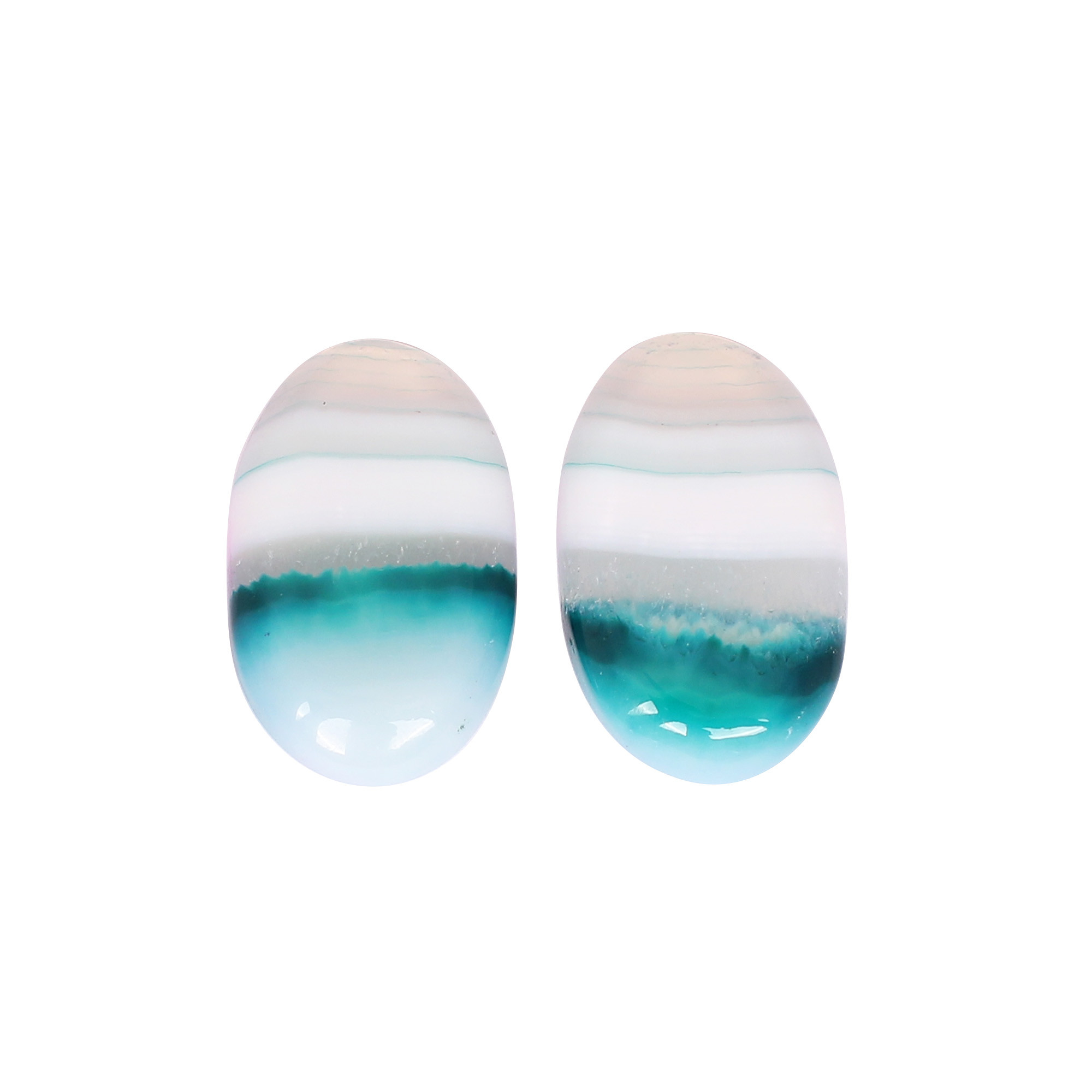 Loose Oval Gemstone Blue Agate 2510cts Pair Gemstone Lot For Jewelry Making Stone For Earrings