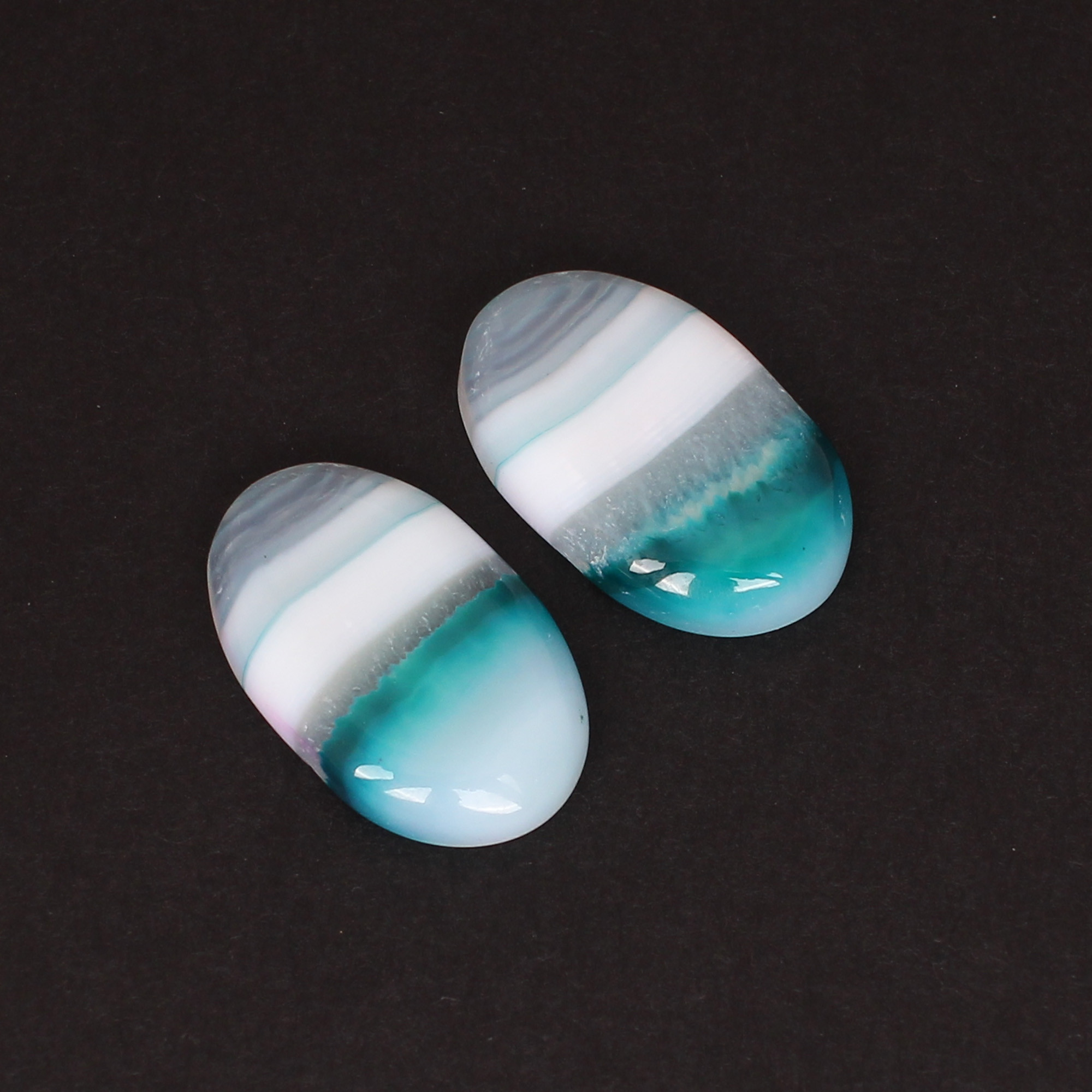 Loose Oval Gemstone Blue Agate 2510cts Pair Gemstone Lot For Jewelry Making Stone For Earrings