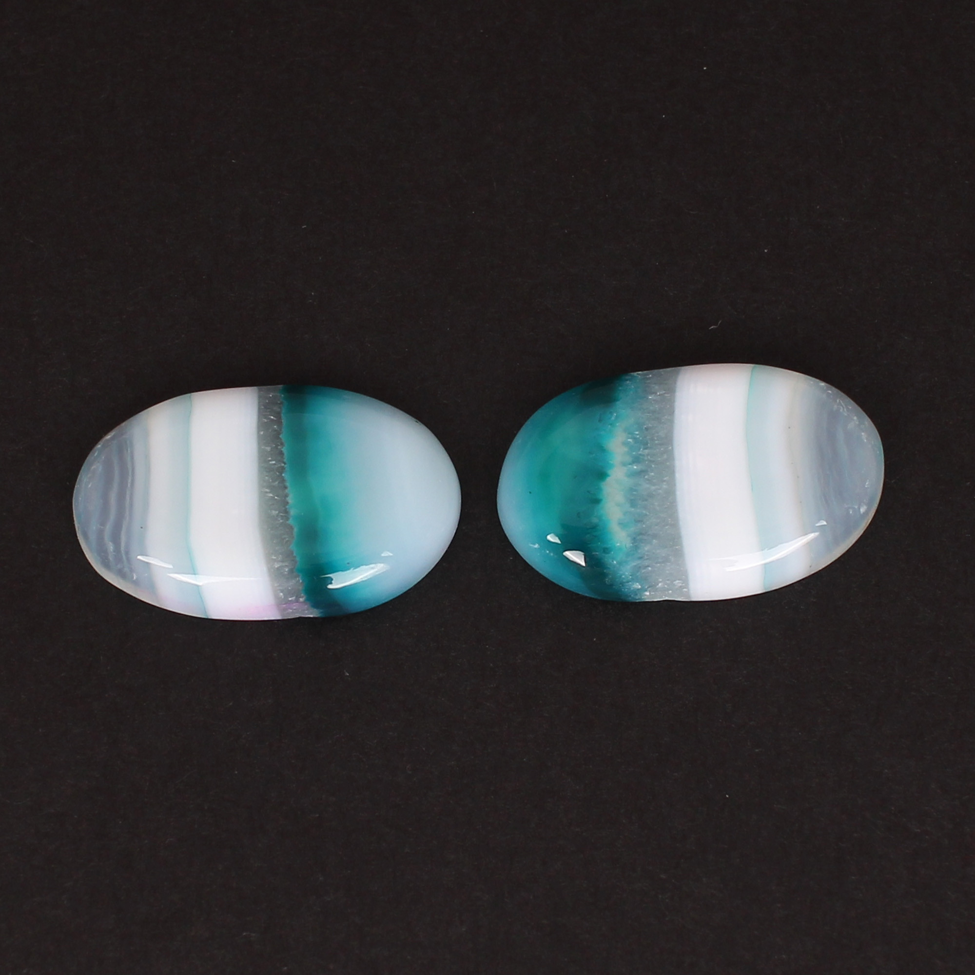 Loose Oval Gemstone Blue Agate 2510cts Pair Gemstone Lot For Jewelry Making Stone For Earrings