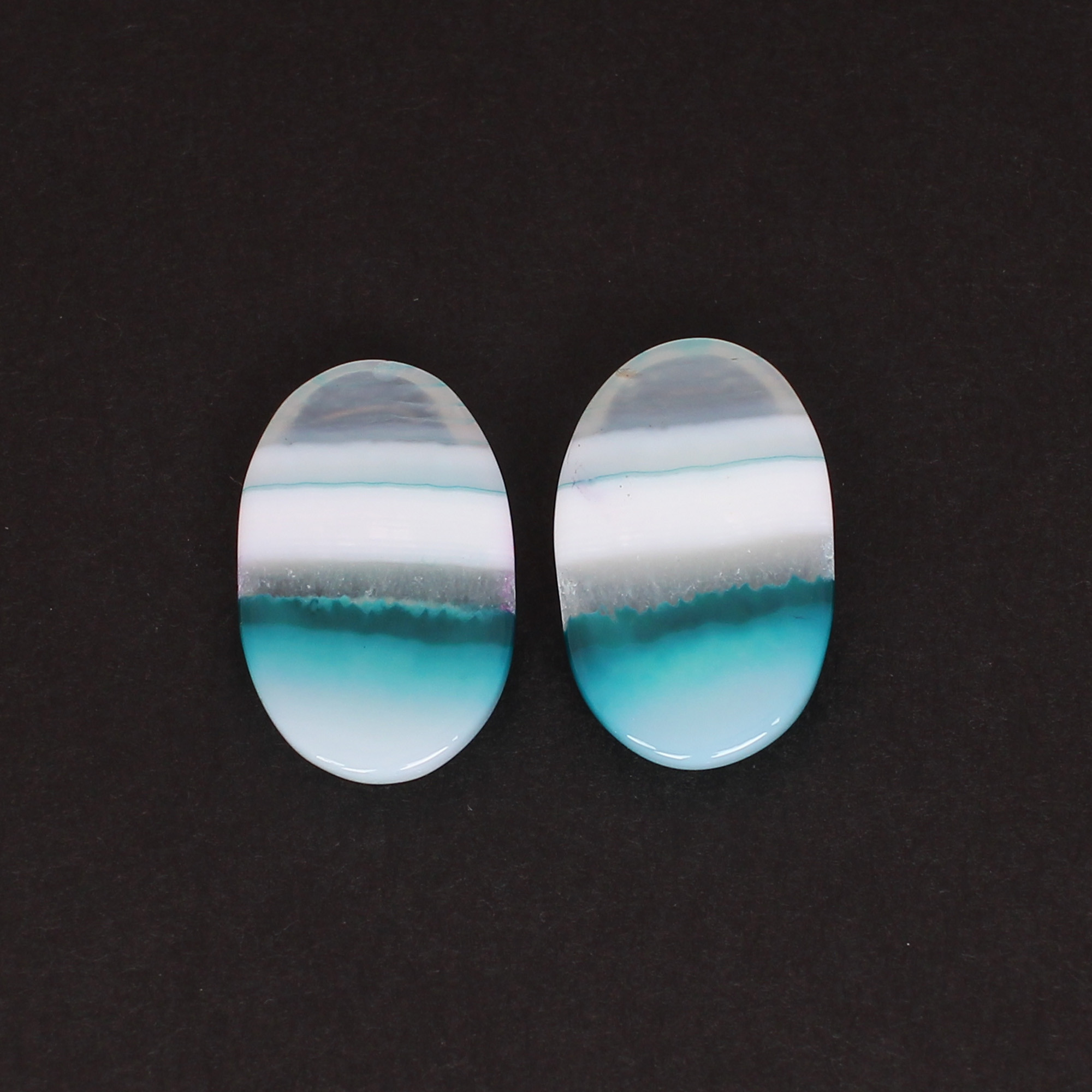 Loose Oval Gemstone Blue Agate 2510cts Pair Gemstone Lot For Jewelry Making Stone For Earrings