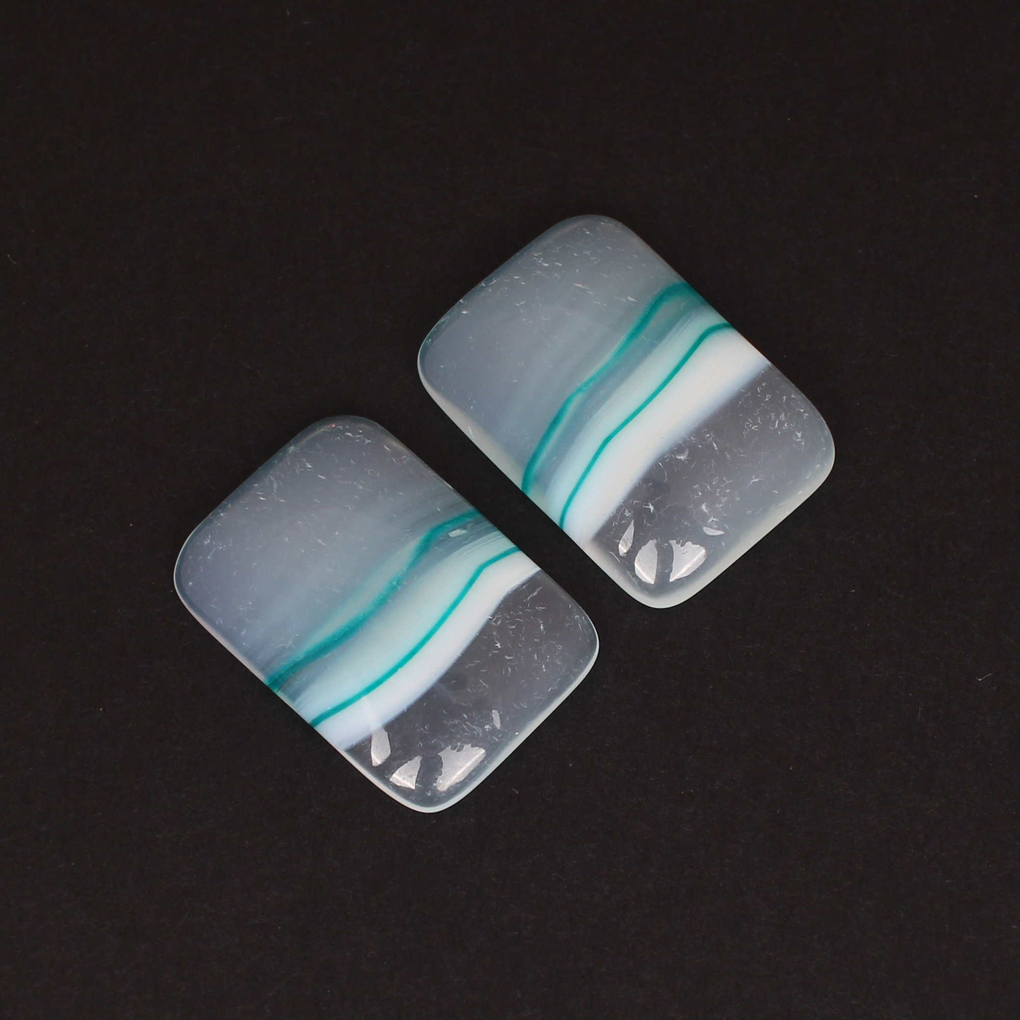 Loose Gemstone Blue Agate 3675cts Pair Gemstone Lot For Jewelry Making Stone For Earrings Rectangle Stone