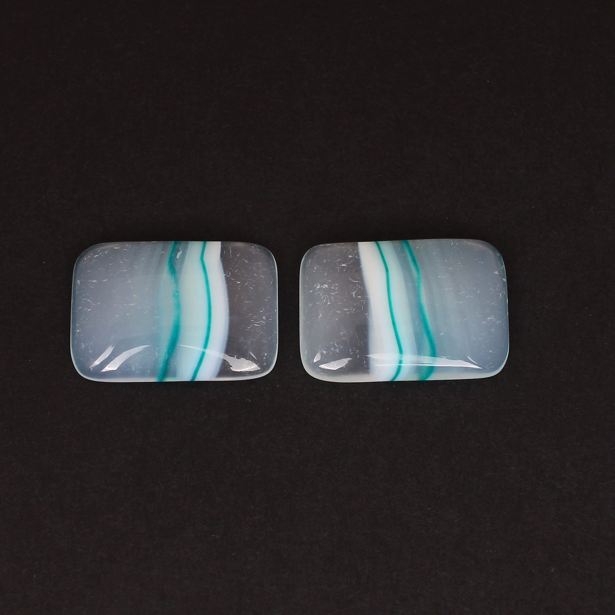 Loose Gemstone Blue Agate 3675cts Pair Gemstone Lot For Jewelry Making Stone For Earrings Rectangle Stone