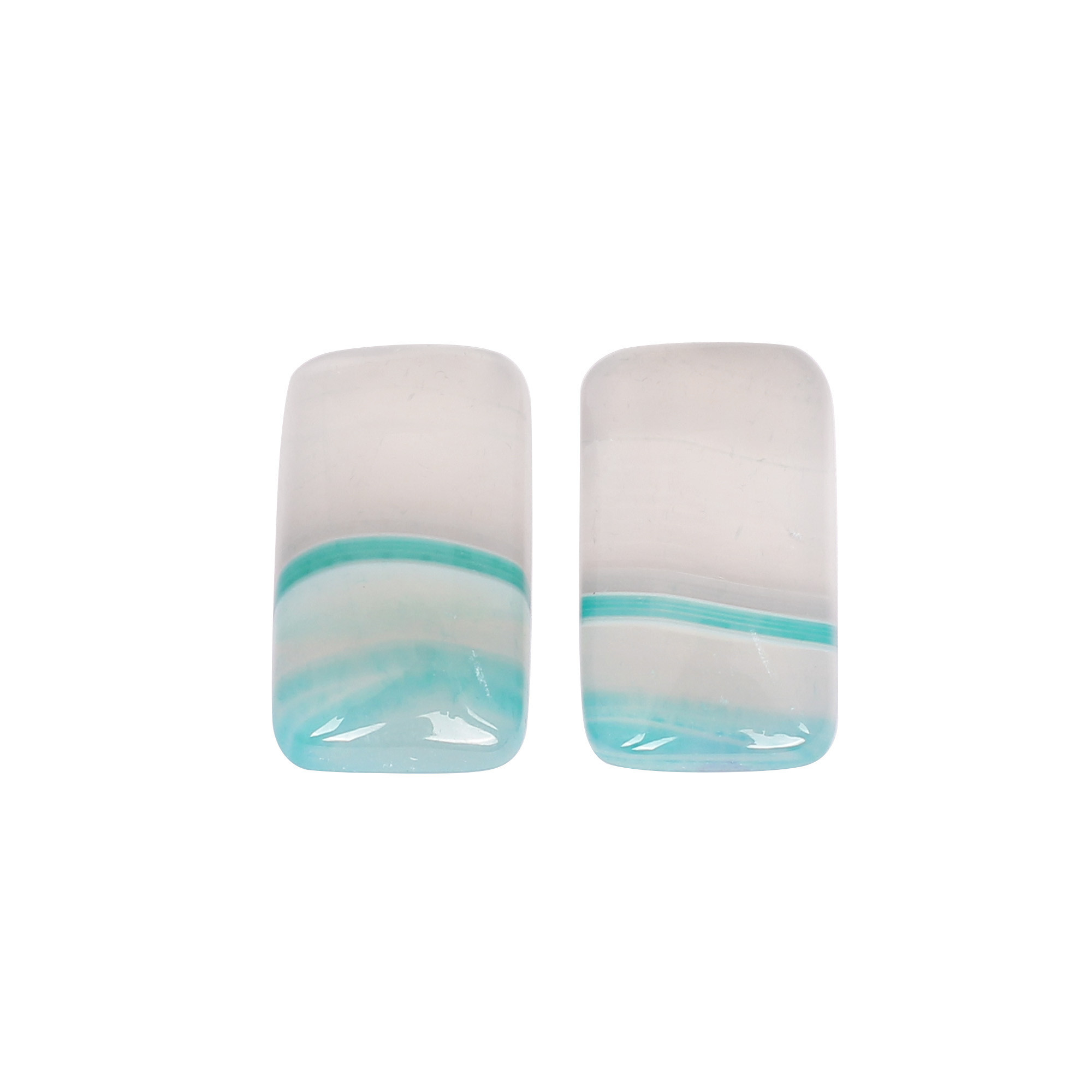 Jewelry Making Stone For Earrings Rectangle Stone Loose Gemstone Blue Agate 3765cts Pair Gemstone Lot