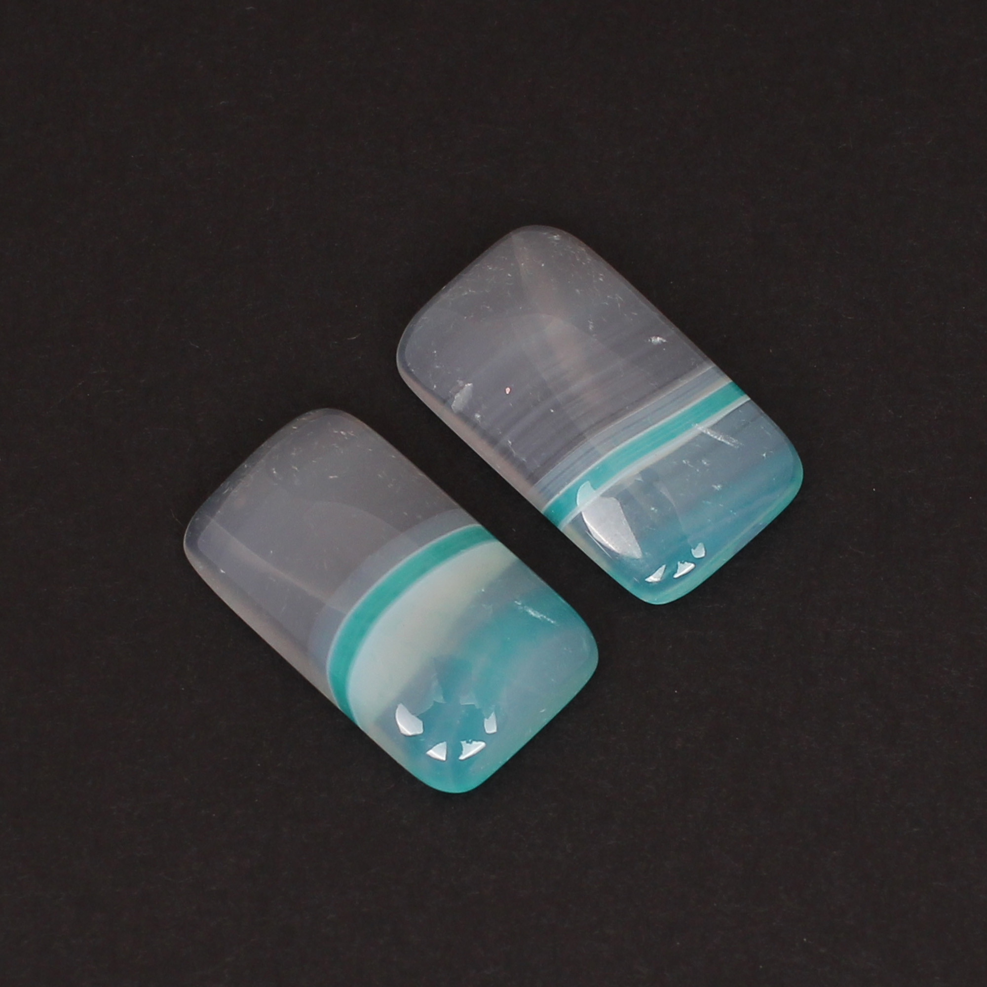 Jewelry Making Stone For Earrings Rectangle Stone Loose Gemstone Blue Agate 3765cts Pair Gemstone Lot