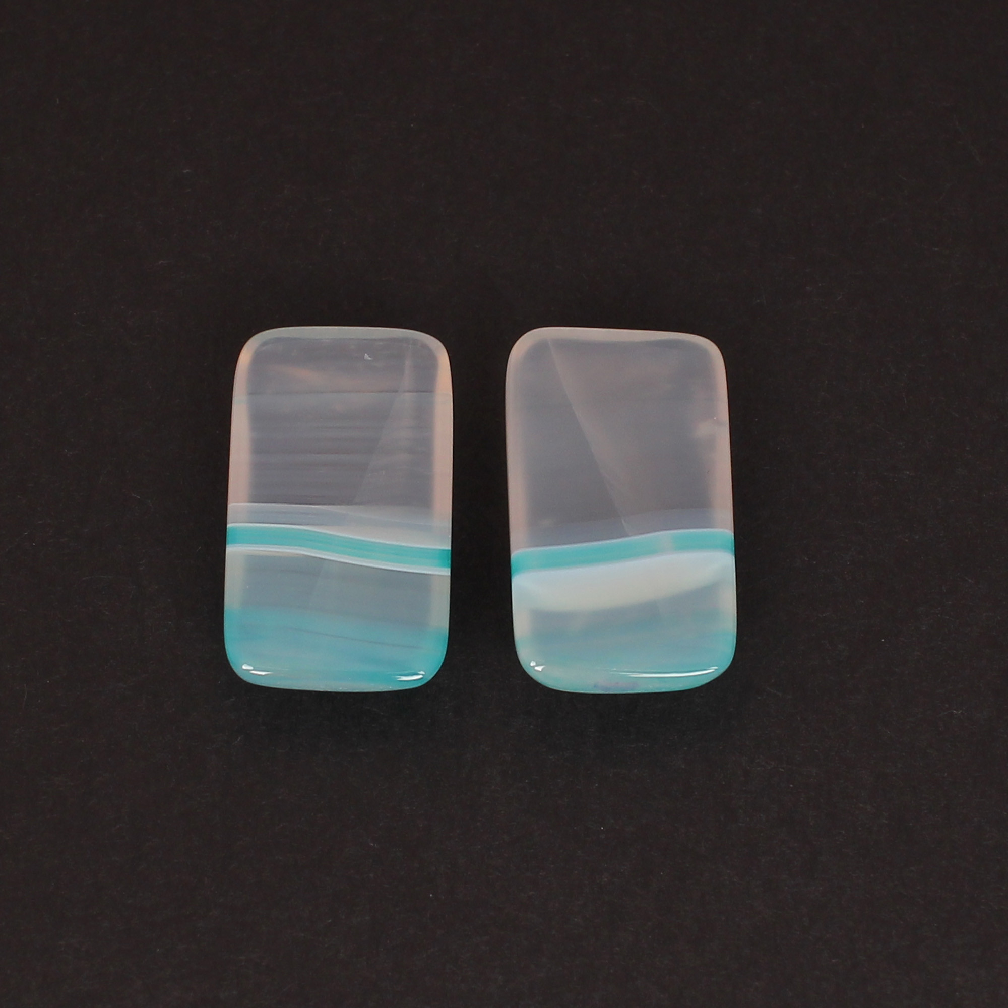 Jewelry Making Stone For Earrings Rectangle Stone Loose Gemstone Blue Agate 3765cts Pair Gemstone Lot
