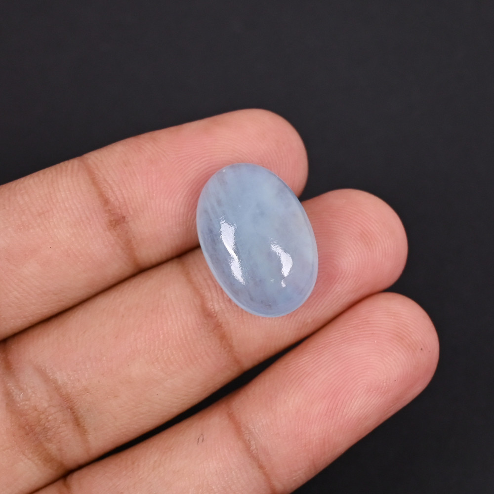 Image of Natural Aquamarine 14.8 Carat 19x13mm Oval Cabochon Shape Loose Gemstone
