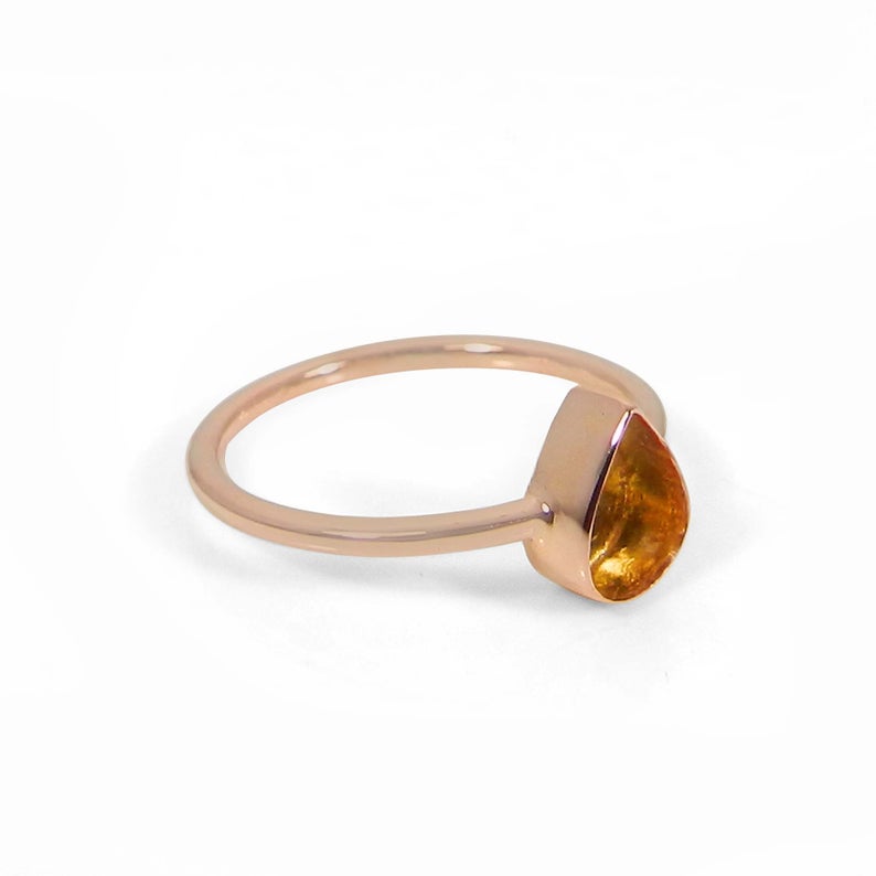 14 Karat Pure Solid Gold Thicker Band Ring Collet 10x8mm Pear Gemstone Blank Bases Bezel Cup For Ring Metal Casting For Ring Setting