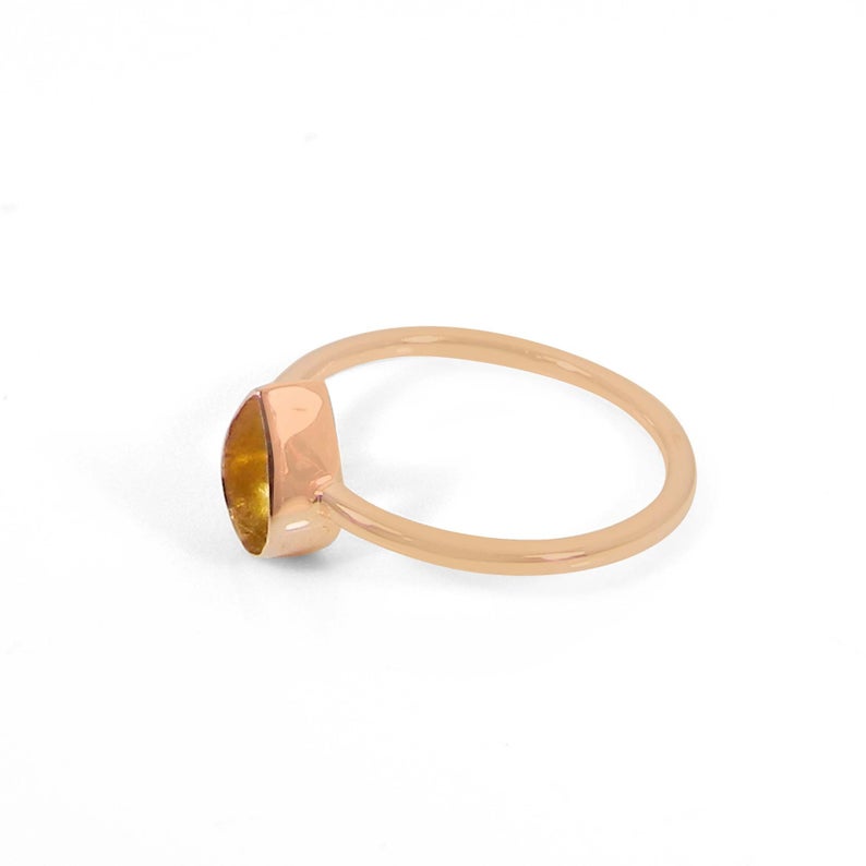 14 Karat Pure Solid Gold Thicker Band Ring Collet 10x8mm Pear Gemstone Blank Bases Bezel Cup For Ring Metal Casting For Ring Setting