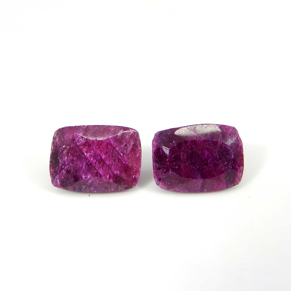 Image of 2 Pcs Ruby Corundum 14x10mm Octagon Cut 21.40 Cts Gemstone
