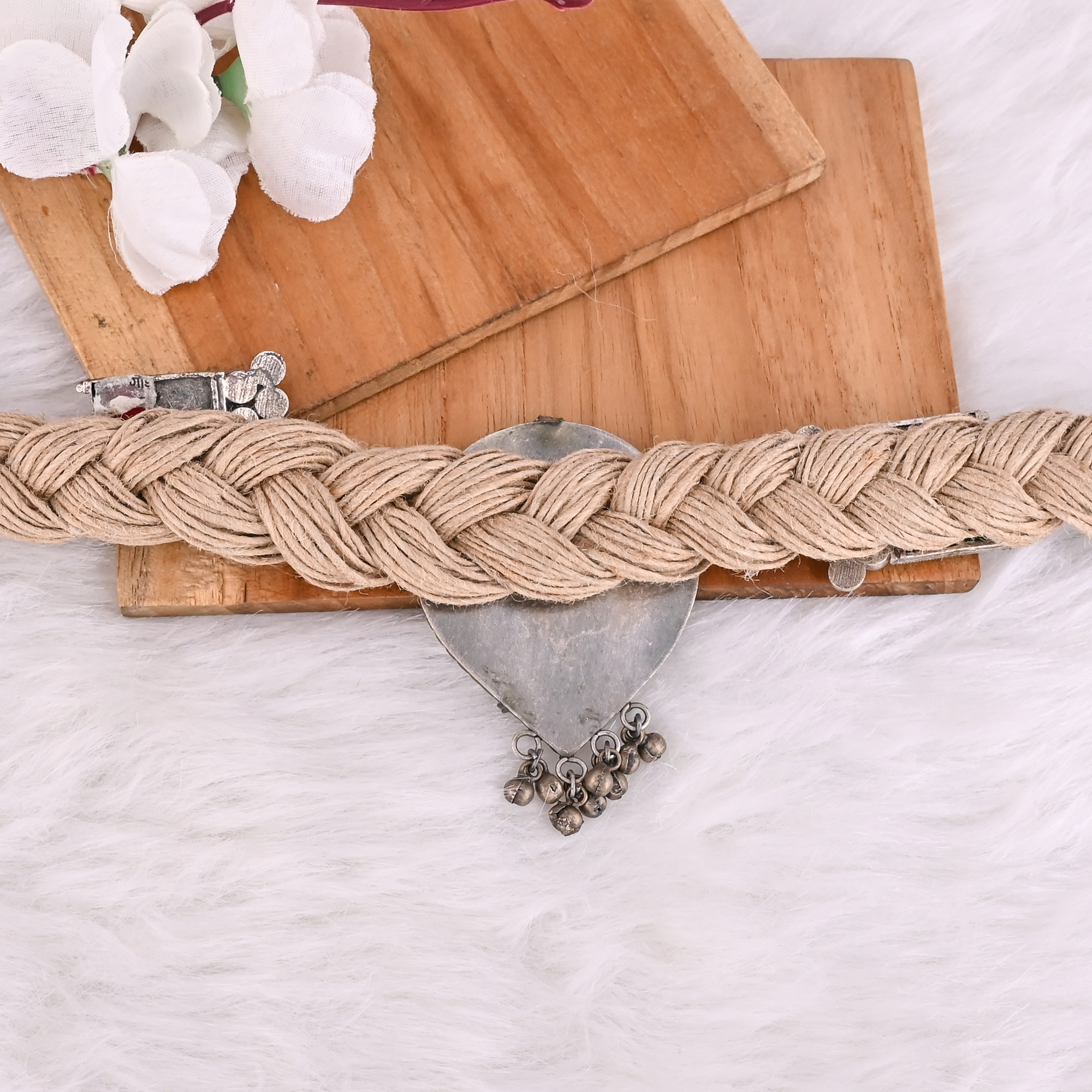 Boho Braided Jute Rope Egyptian Bastet Statement Necklace