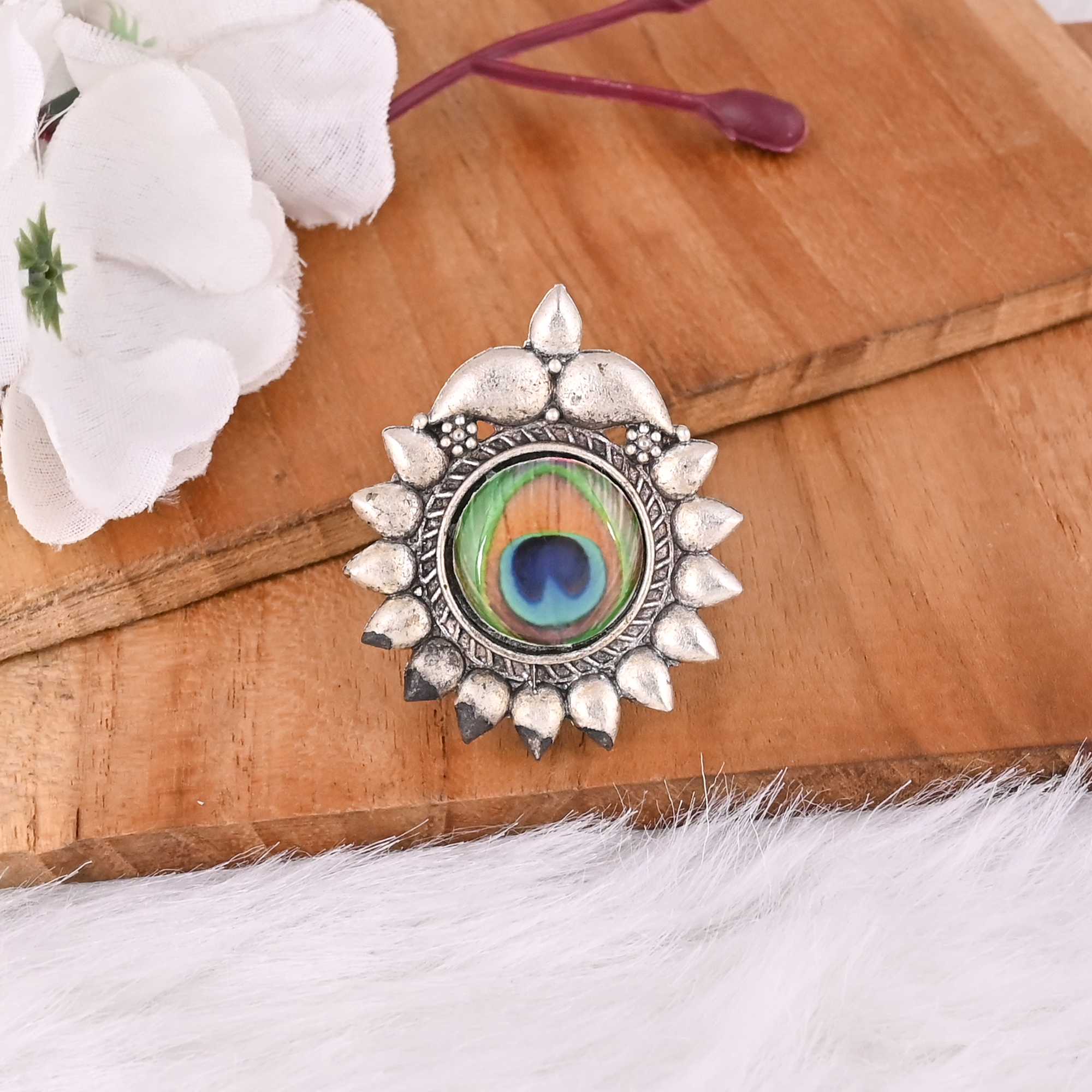 Handcrafted Peacock Jute Rope Necklace Set with Earrings  Ring