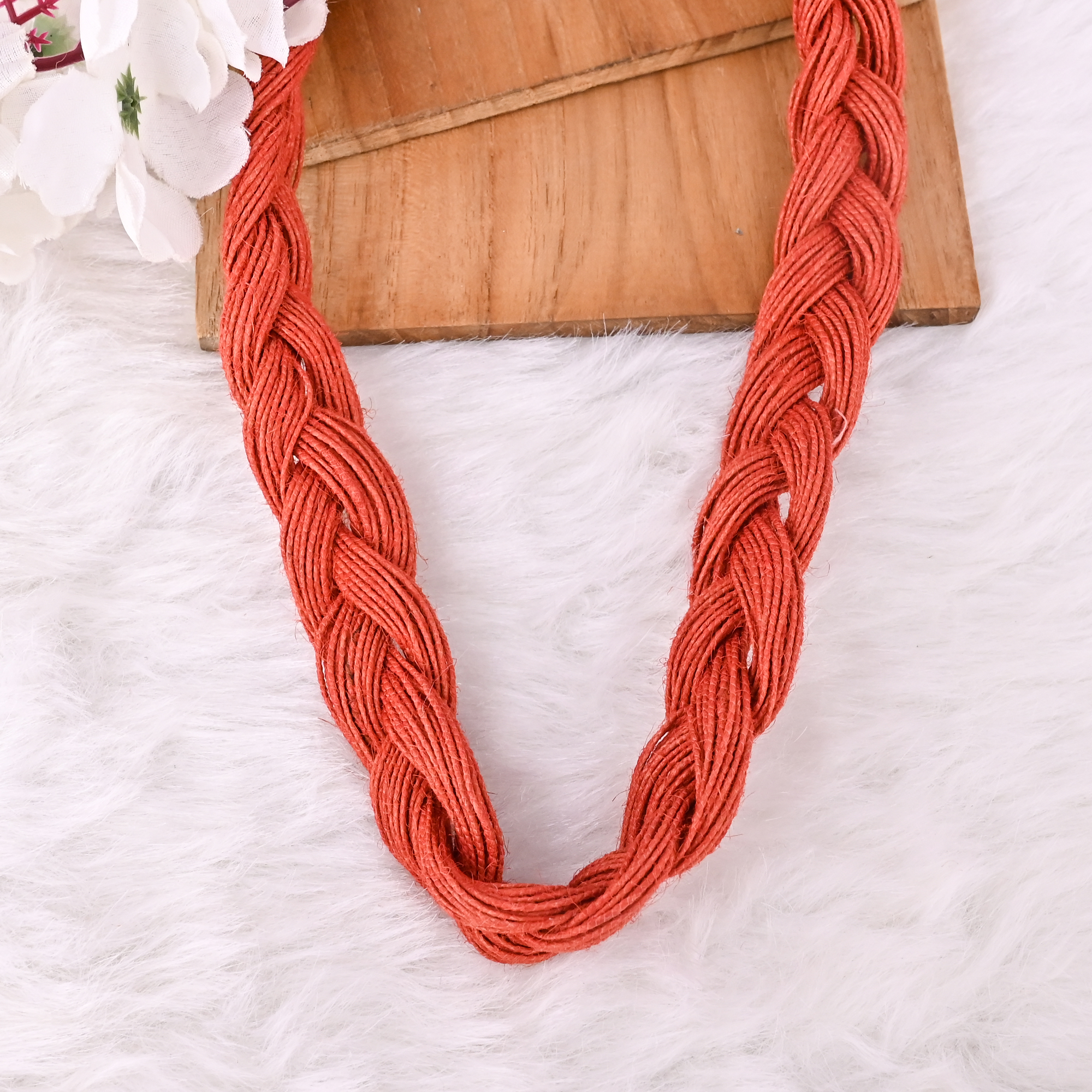 Hand Braided Natural Jute Rope Statement Necklace