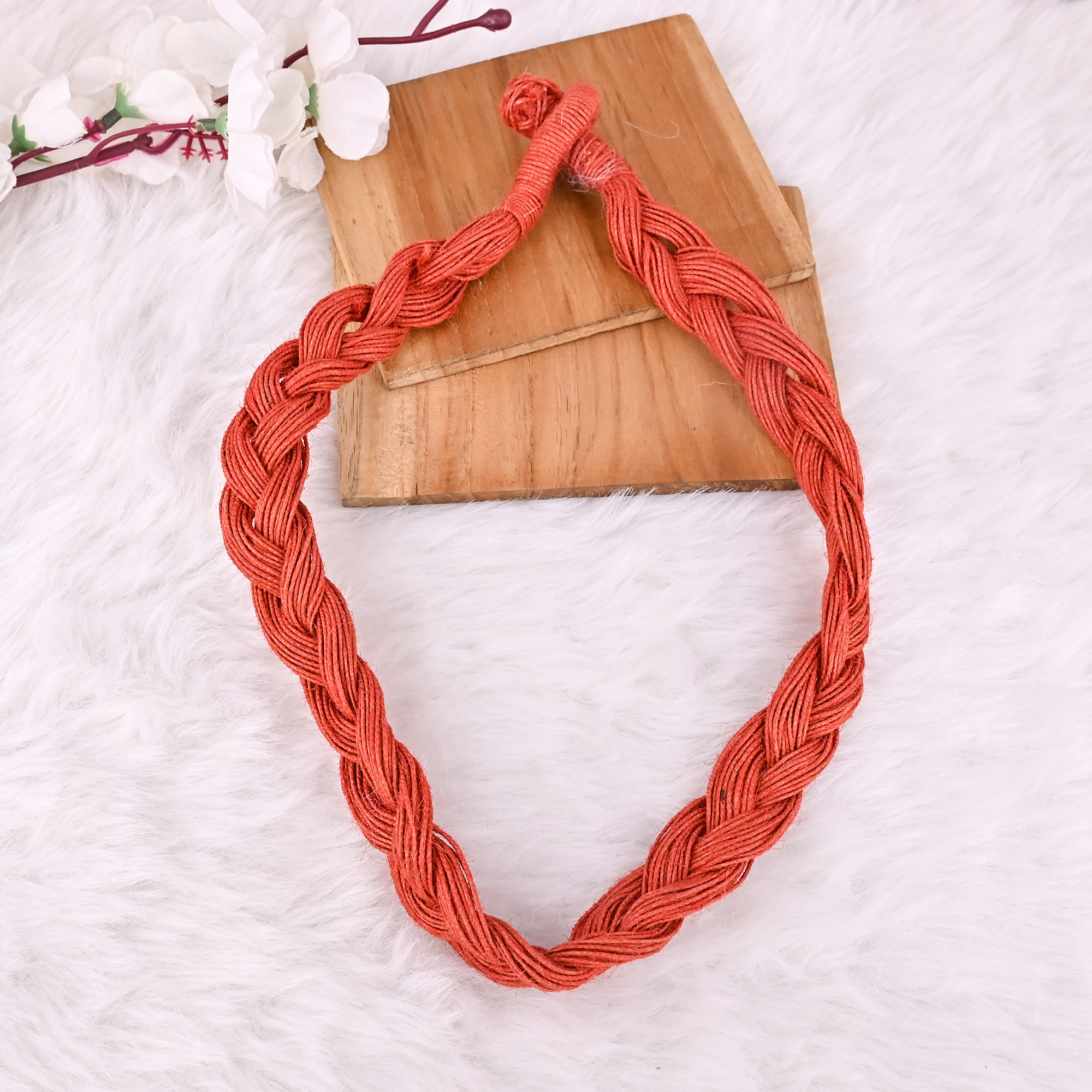 Hand Braided Natural Jute Rope Statement Necklace