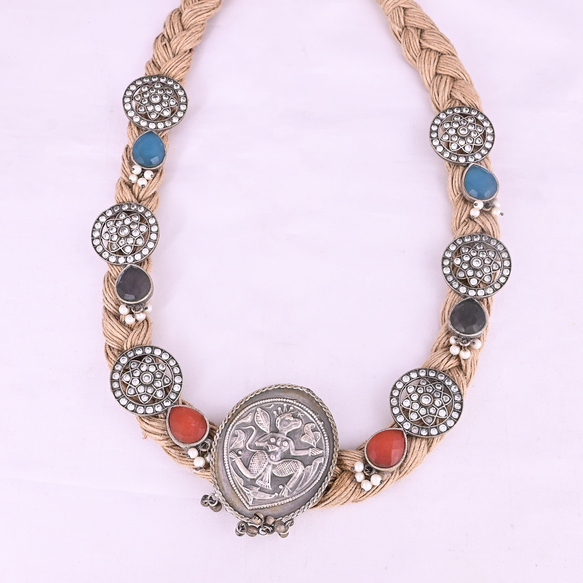 Handcrafted Tribal Jute Rope Statement Necklace