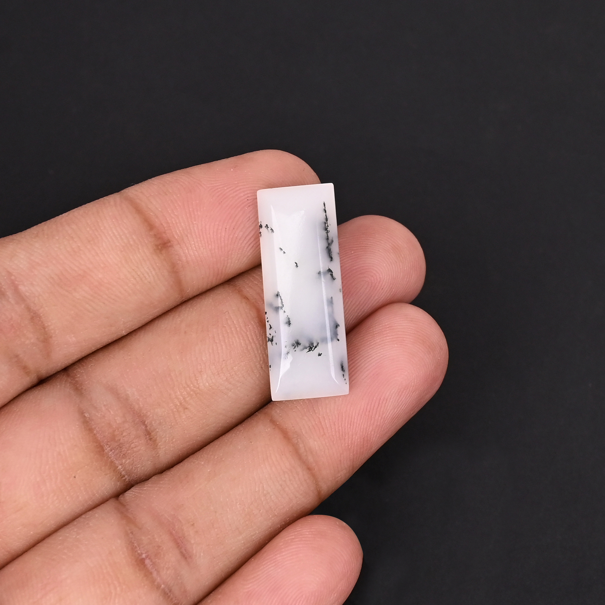 Dendritic Opal Loose Gemstone Baguette Shape 102 Carat 27x10mm