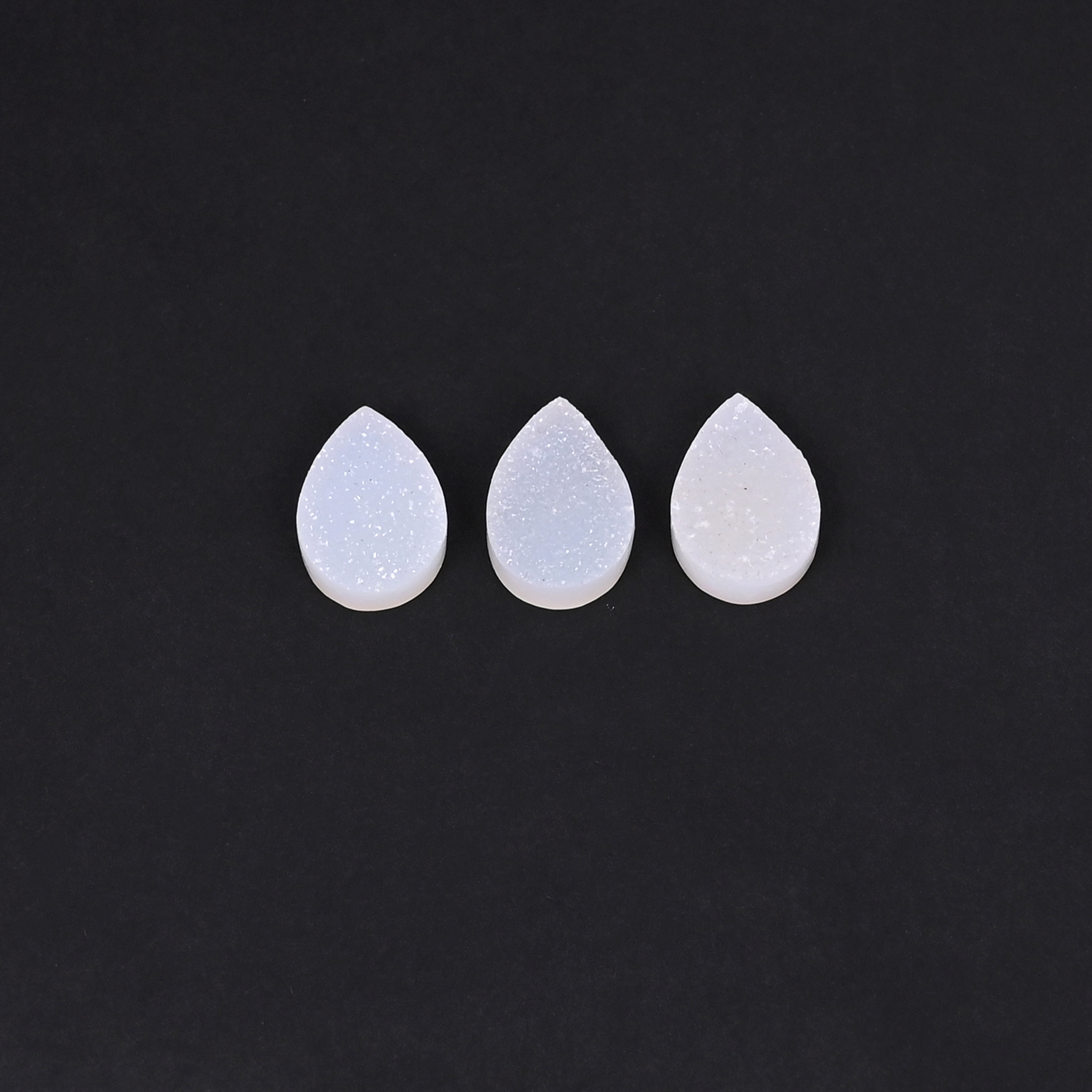 White Druzy Loose Gemstone Pear Shape 53Carat Per Piece 14x10mm