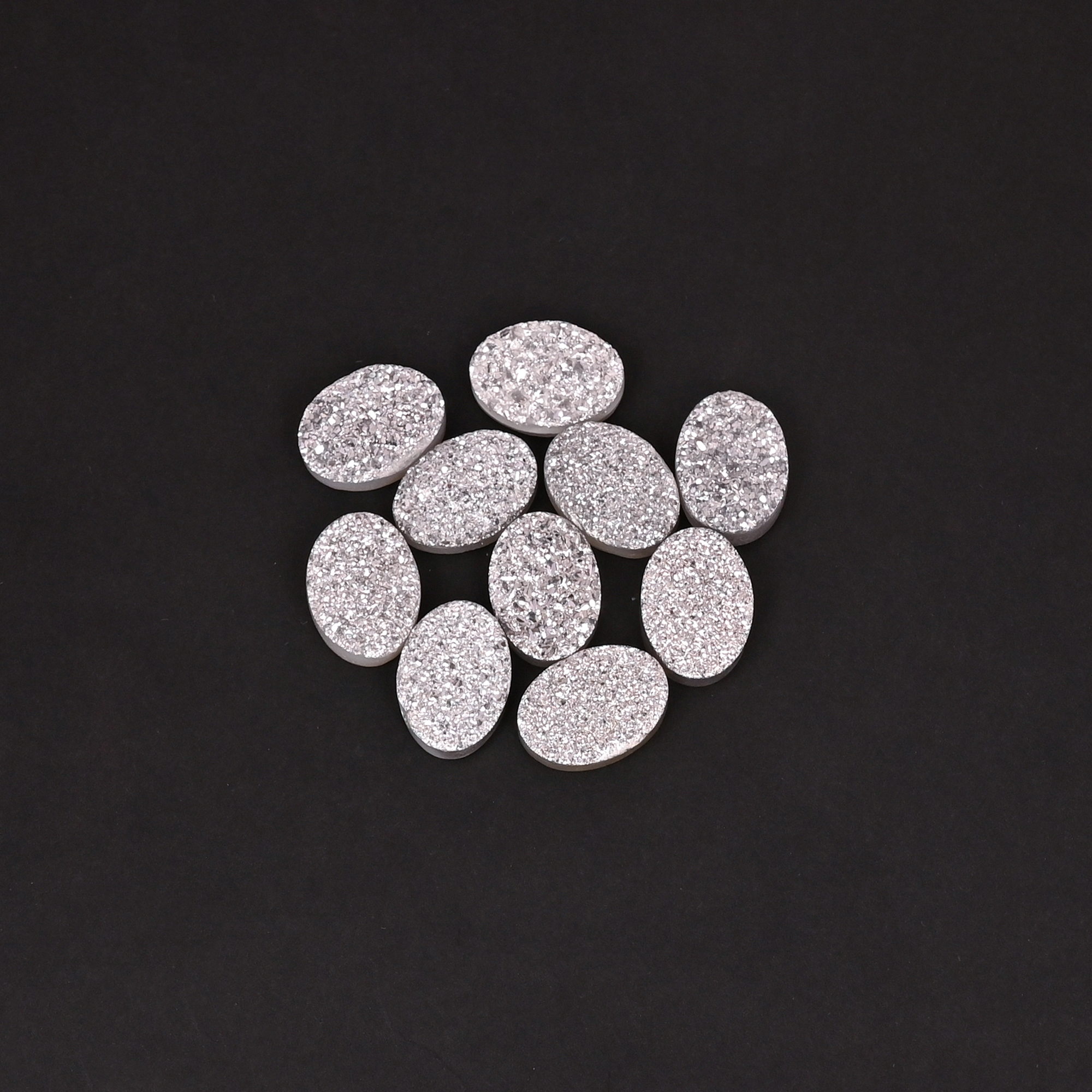 Silver Druzy 45 Carat Per Piece 14x10mm Oval Shape Loose Gemstone